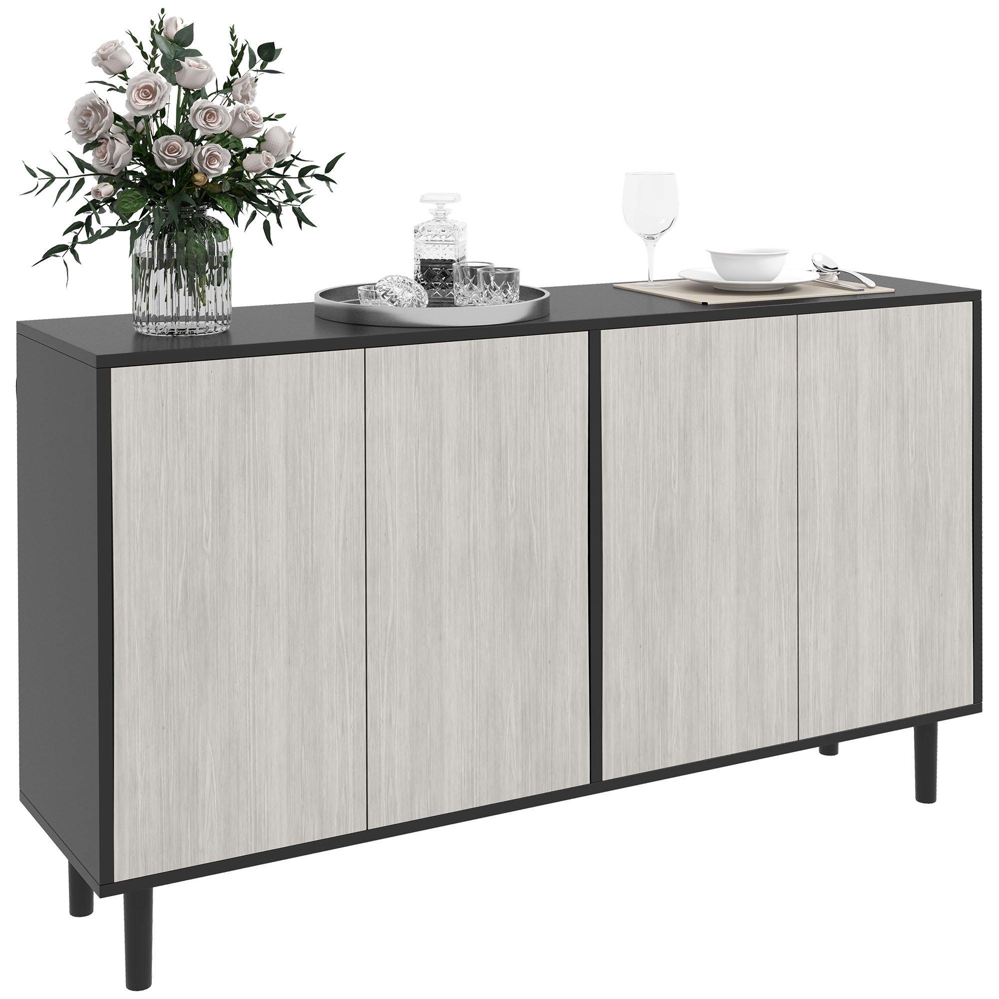 Sideboard Kitchen Storage Cabinet with 2 Cupboards Solid Wood Legs
