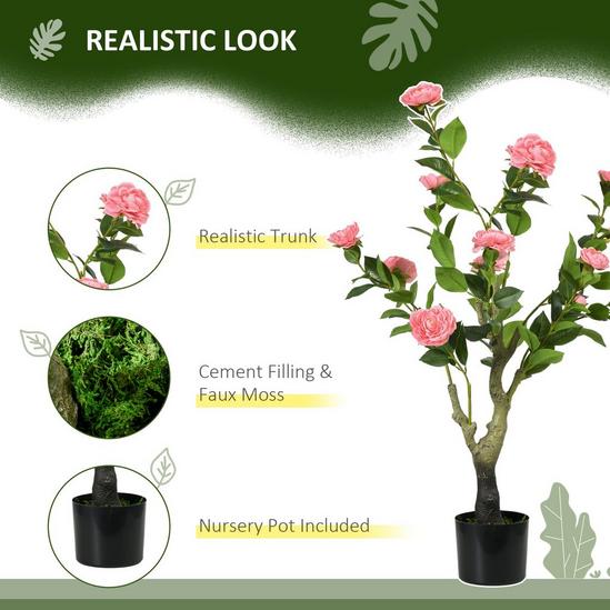 HOMCOM Decorative Artificial Plant Camellia Indoor Outdoor Potted Fake Flower 6