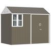 OUTSUNNY 8x6 ft Metal Garden Shed Outdoor Storage Shed with Doors Window Sloped Roof, Grey thumbnail 1