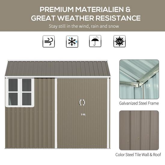 OUTSUNNY 8x6 ft Metal Garden Shed Outdoor Storage Shed with Doors Window Sloped Roof, Grey 3