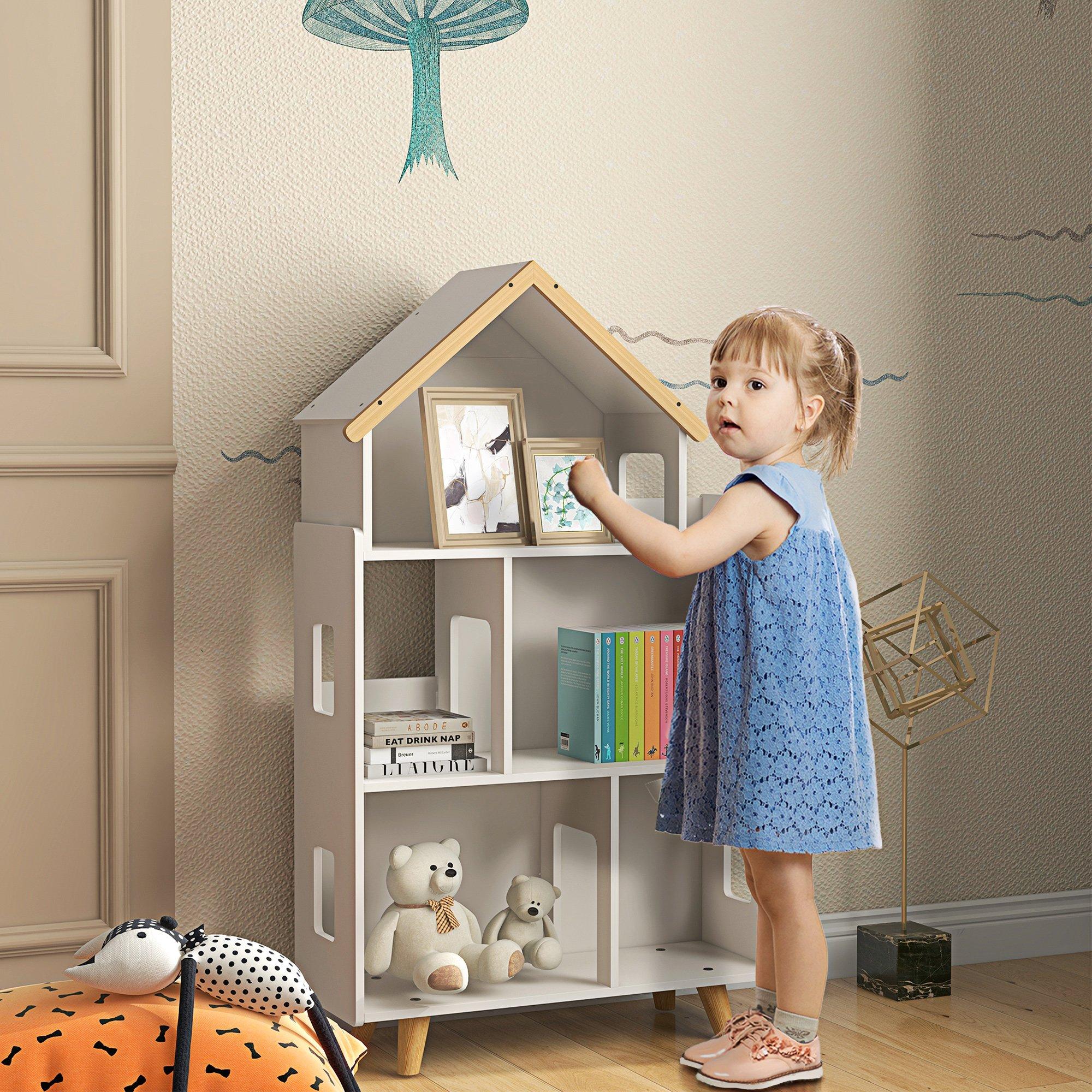 3 Tier Toy Storage Shelf Children Bookcase with 6 Cubby, White
