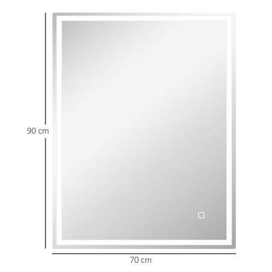 HOMCOM LED Bathroom Mirror with LED Lights, Dimmable Touch Switch Defogging 6