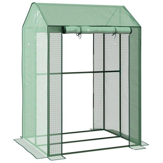 OUTSUNNY 2-Room Greenhouse with 2 Roll-up Doors and Vent Holes, 100x80x150cm 1