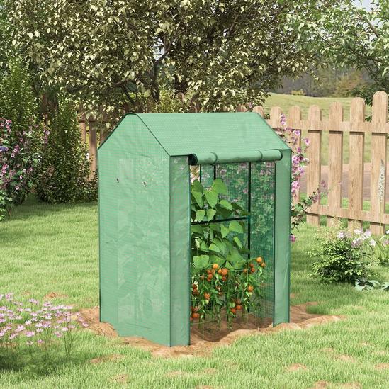 OUTSUNNY 2-Room Greenhouse with 2 Roll-up Doors and Vent Holes, 100x80x150cm 2