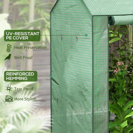 OUTSUNNY 2-Room Greenhouse with 2 Roll-up Doors and Vent Holes, 100x80x150cm 4