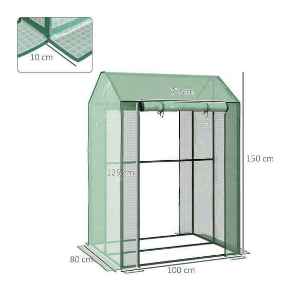 OUTSUNNY 2-Room Greenhouse with 2 Roll-up Doors and Vent Holes, 100x80x150cm 5