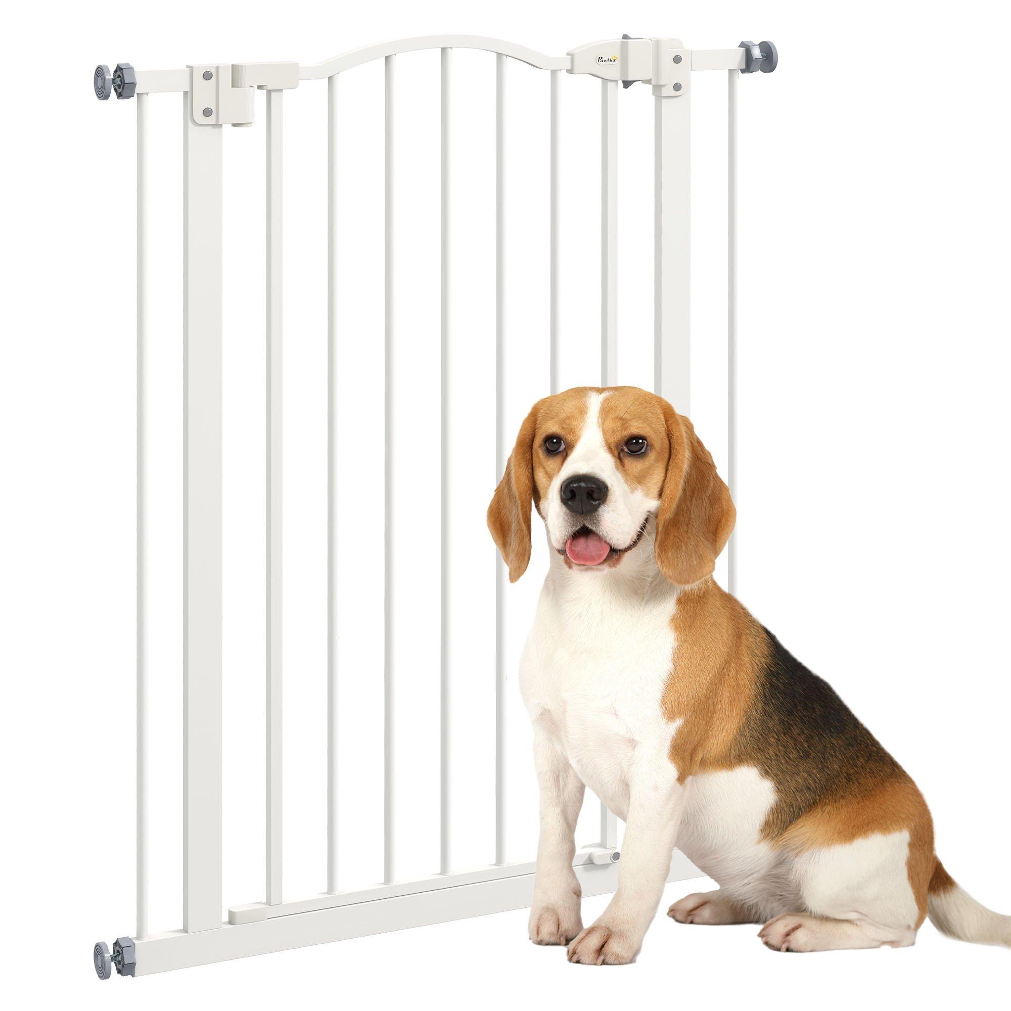 74-80cm Adjustable Metal Pet Gate Safety Barrier with Auto-Close Door