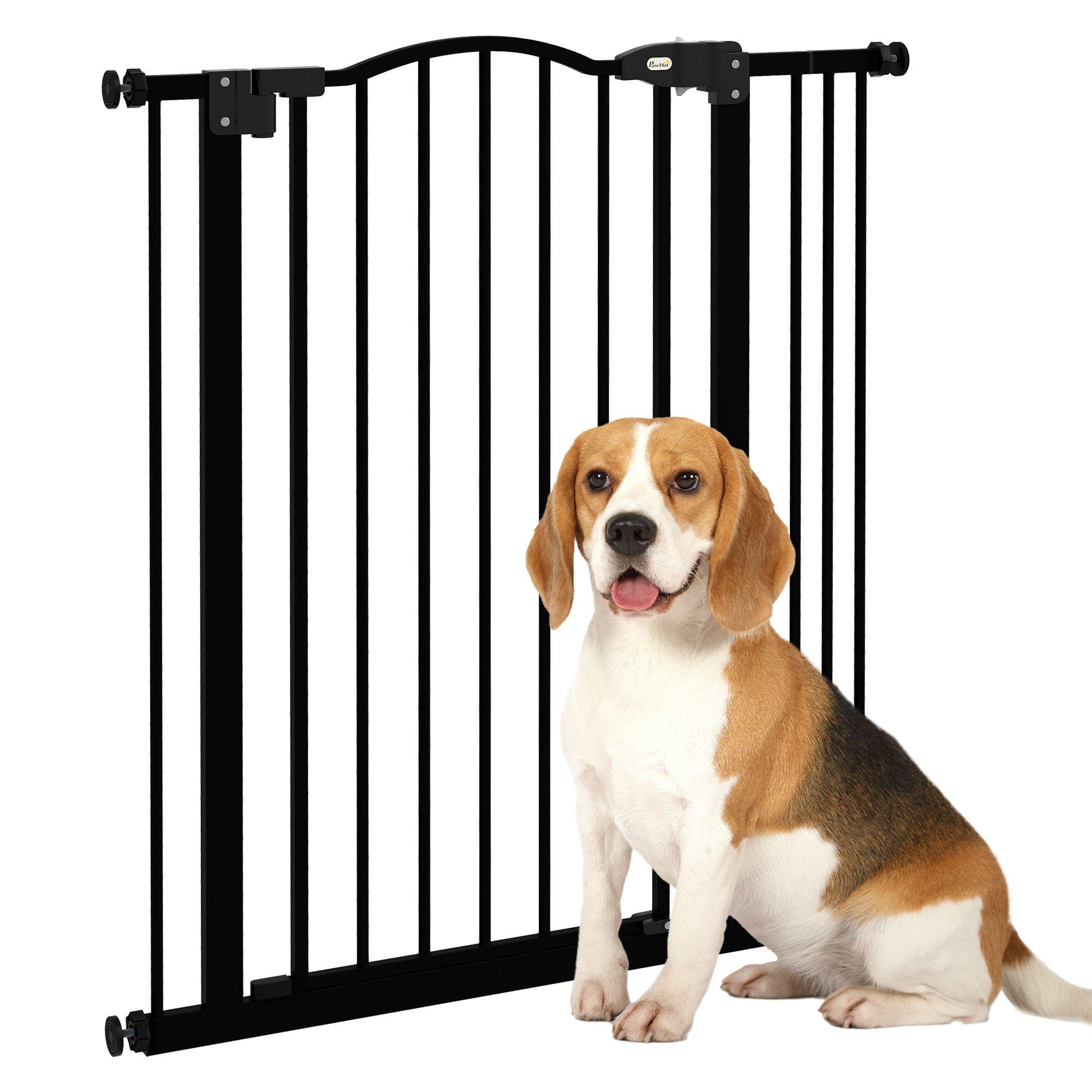 74-87cm Adjustable Metal Pet Gate Safety Barrier with Auto-Close Door