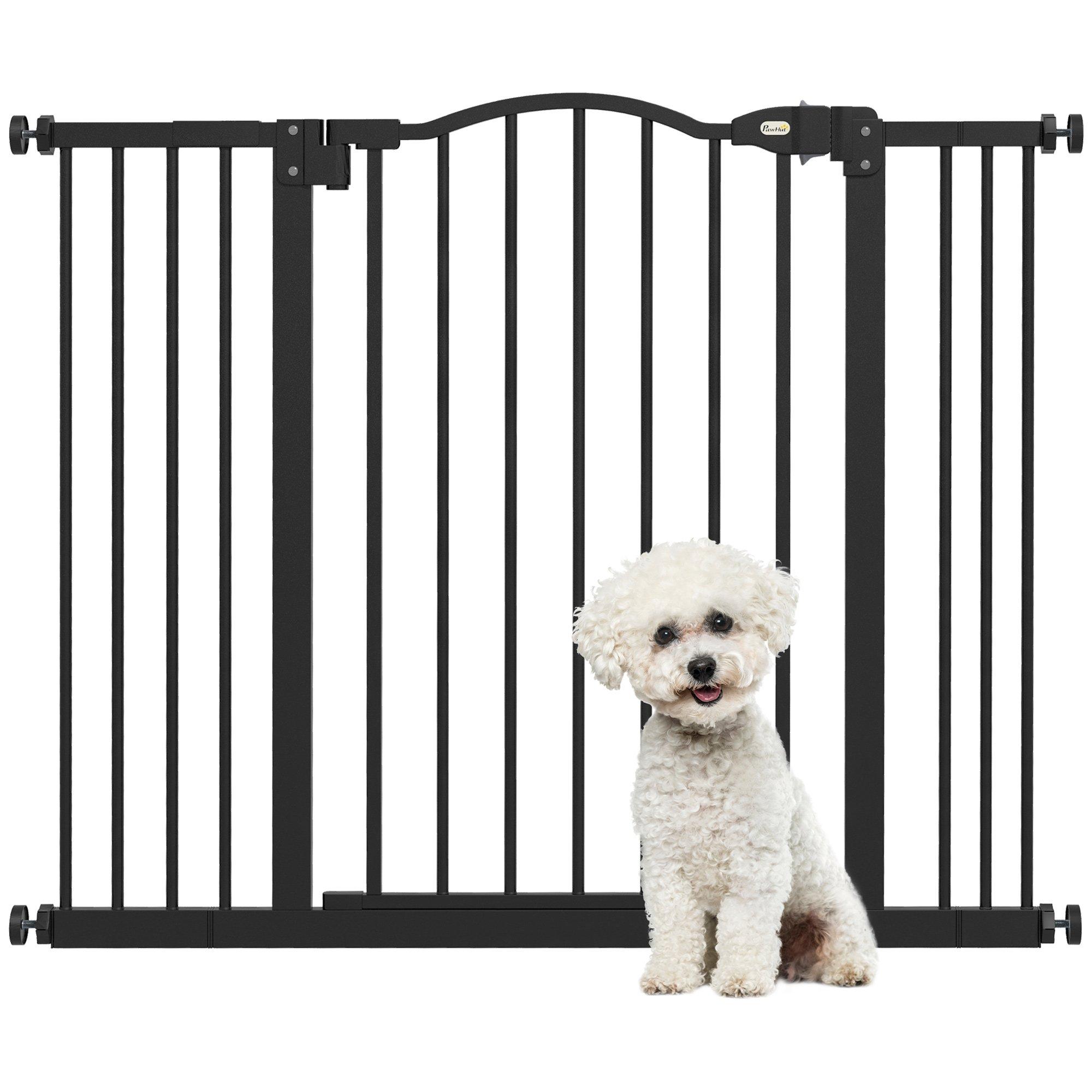 74-100cm Adjustable Metal Pet Gate Safety Barrier with Auto-Close Door