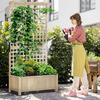 OUTSUNNY Wood Planter with Trellis for Climbing Plants Vines Planter Box thumbnail 2