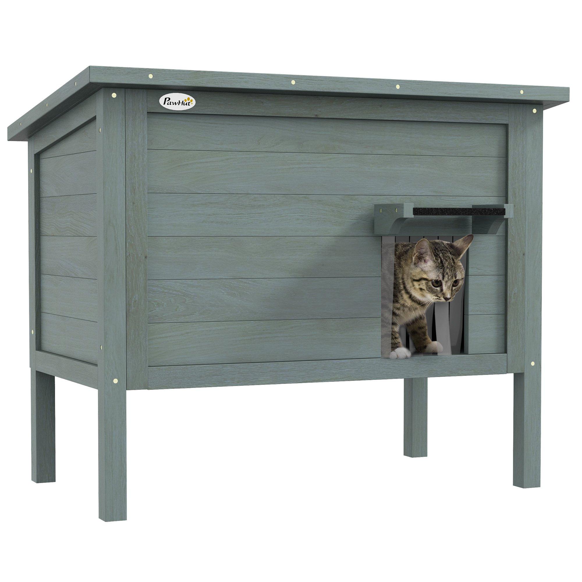 Cat House Outdoor Feral Cat House Insulated with Removable Floor - Charcoal Grey