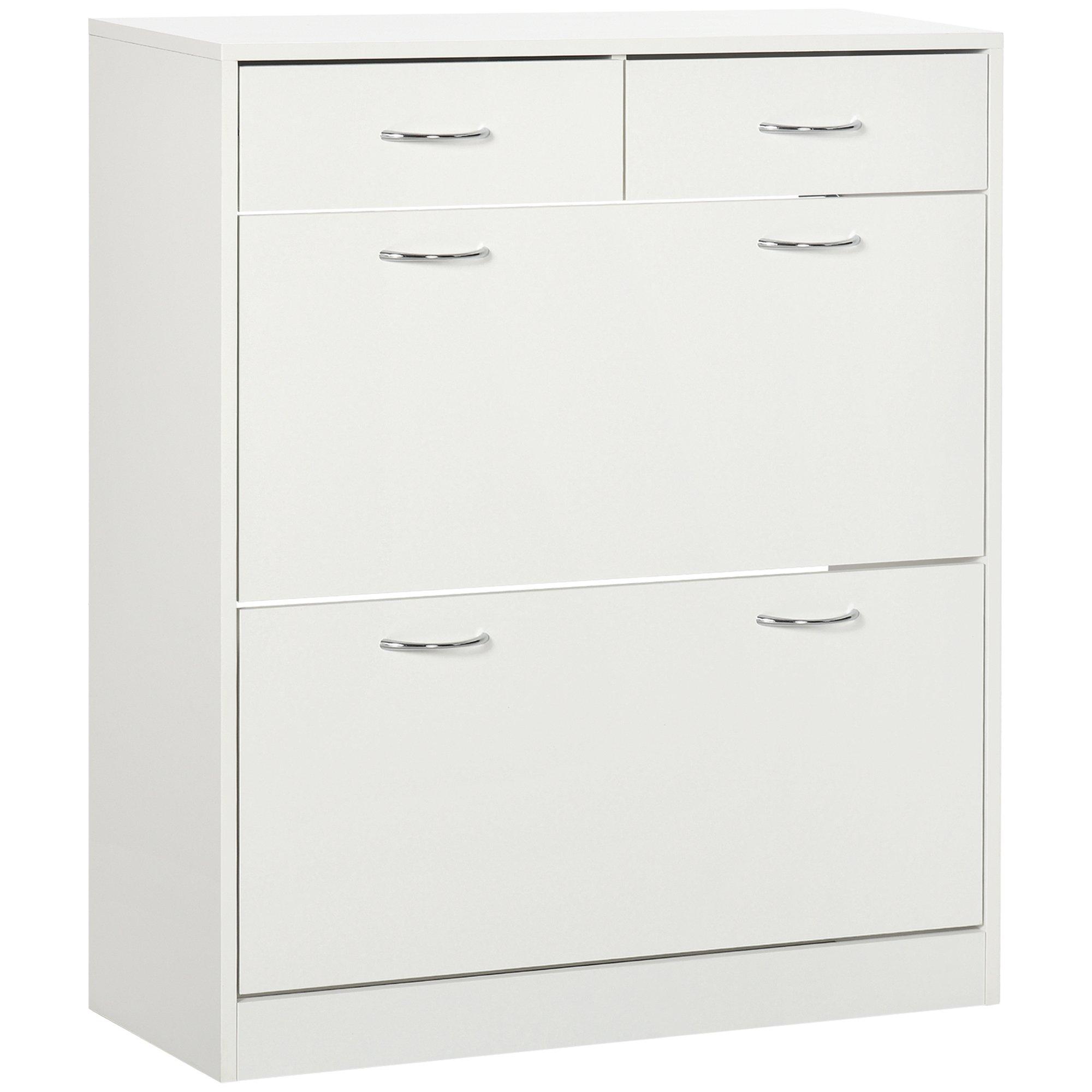 Shoe Storage Cabinet with 2 Flip Drawers 2 Slide Out Drawers
