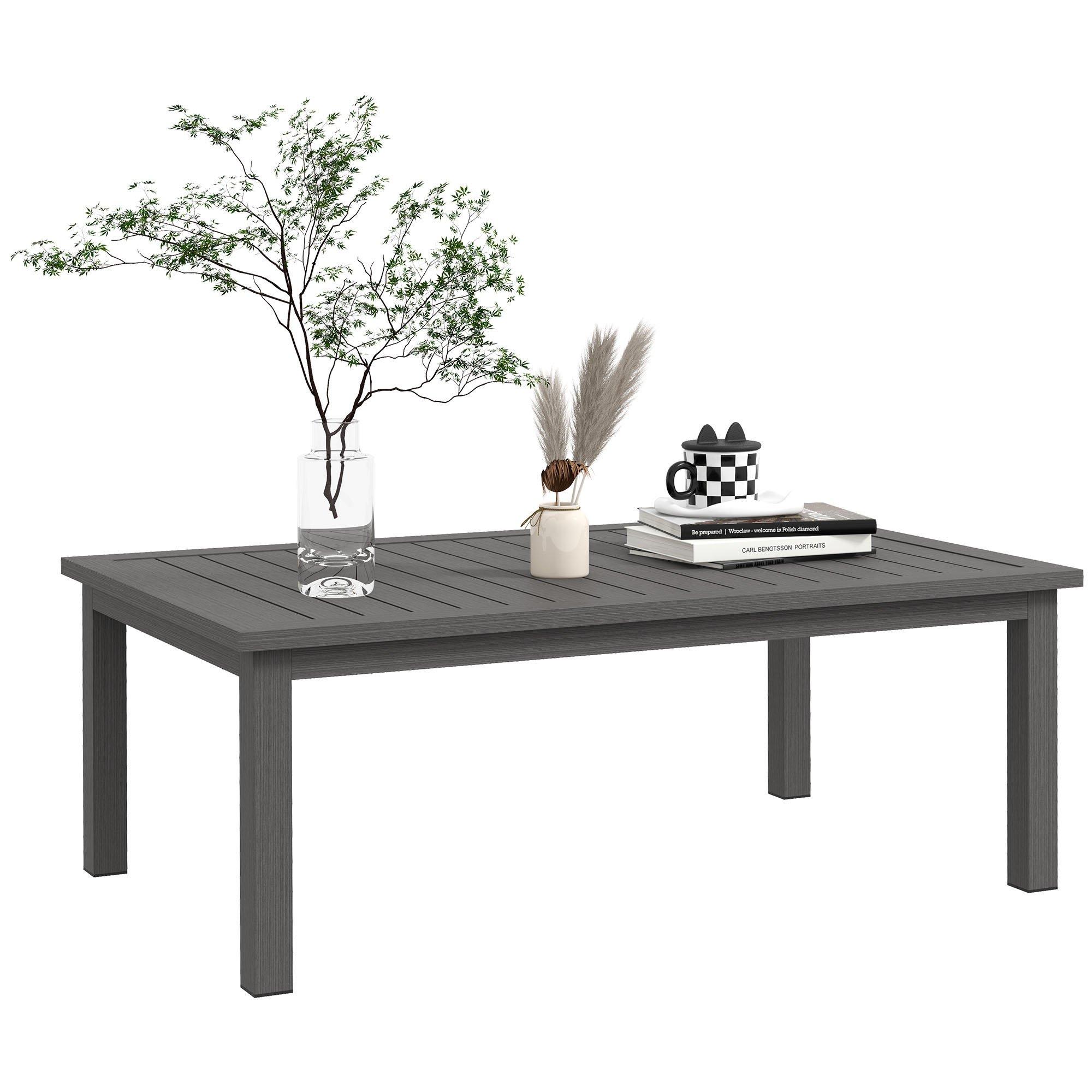 Aluminium Outdoor Coffee Table Patio Tablewith Wood Grain Effect
