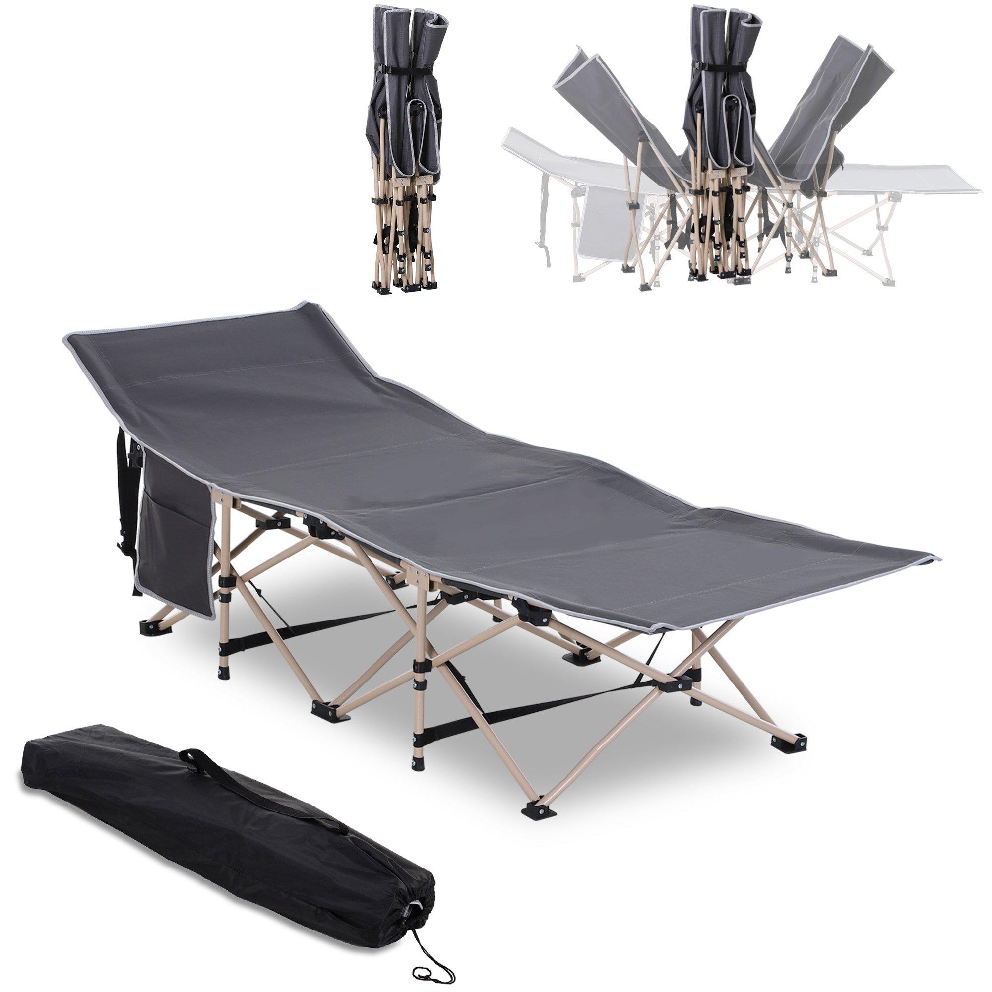 Single Person Folding Camping Cot Portable Camp Sleeping Bed with Carry Bag
