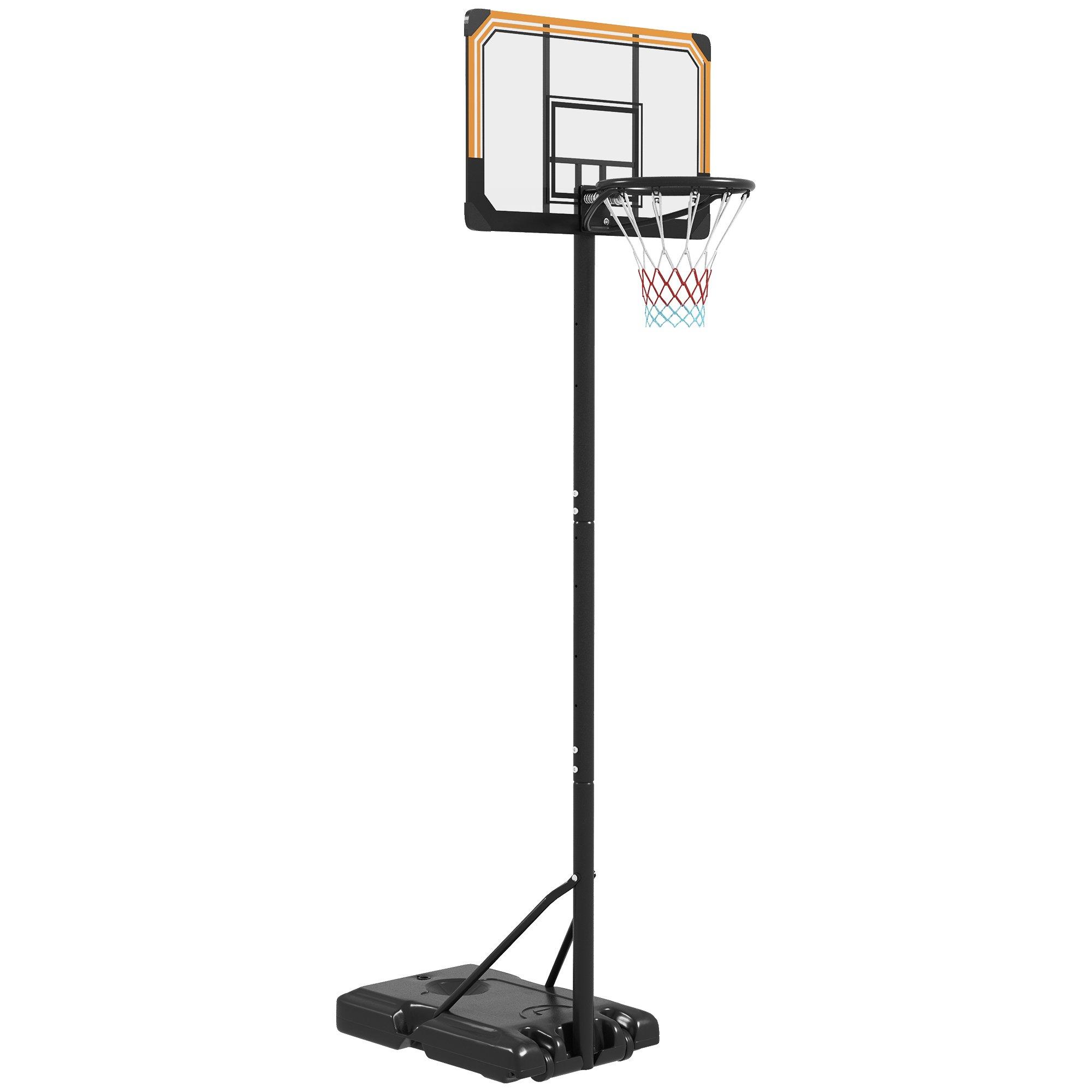 Basketball Backboard Hoop Net Set System with Wheels, 182-213cm