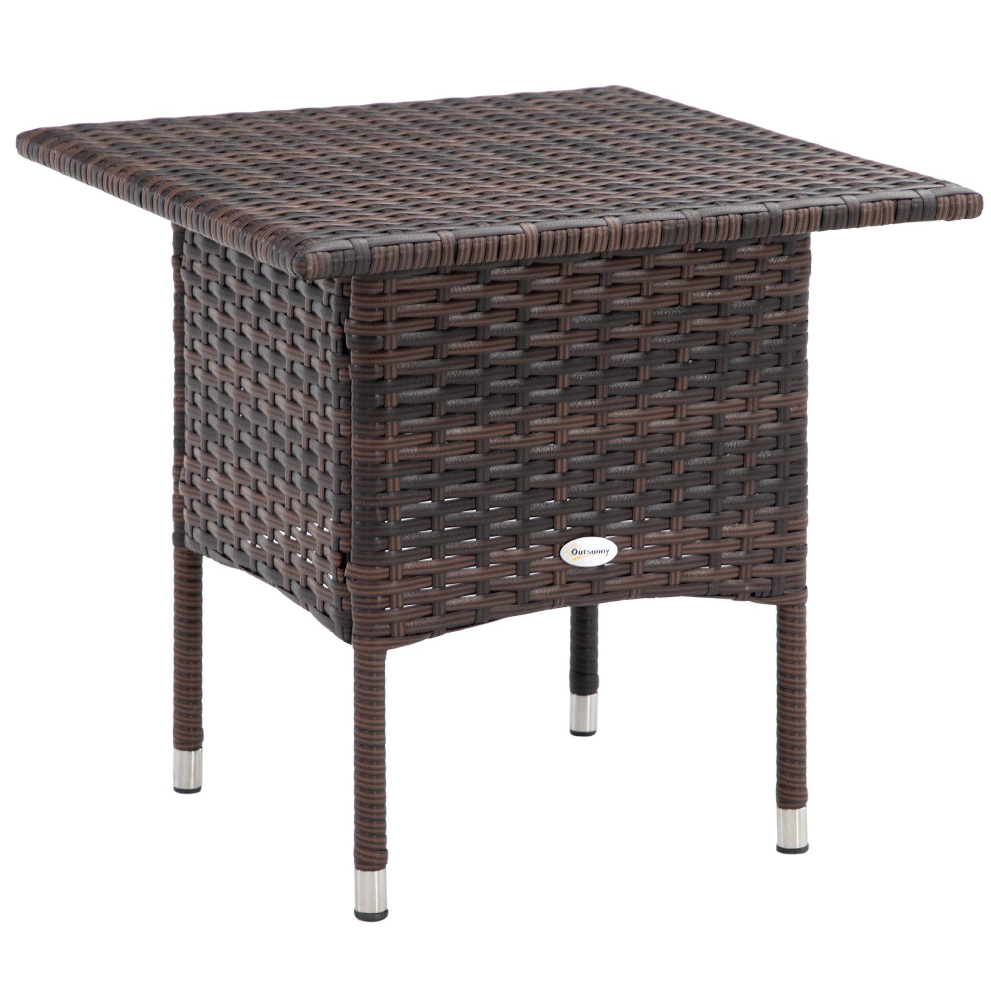 PE Rattan Outdoor Coffee Table, Rattan Side Table for Patio, Garden