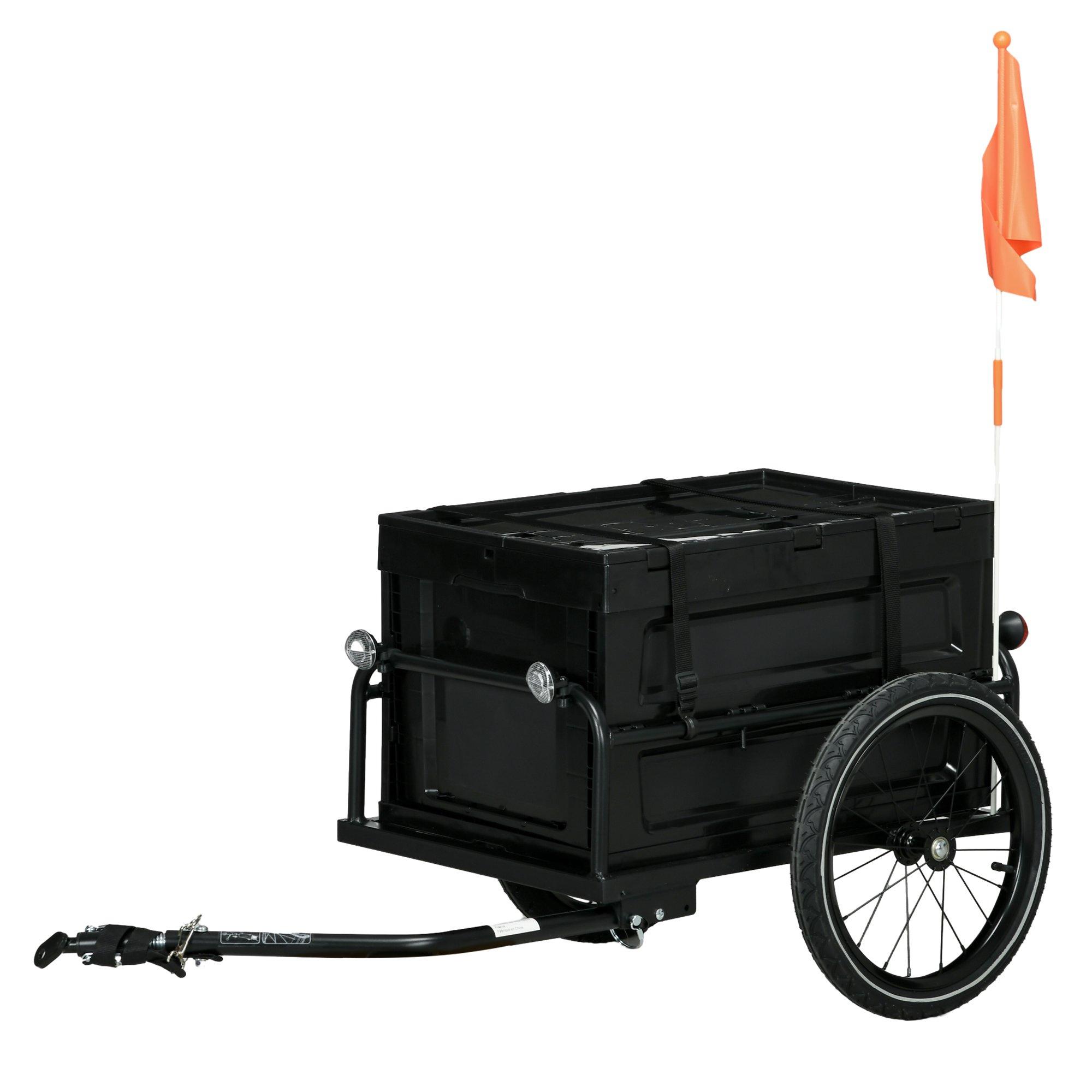 Bicycle Cargo Trailer with 65L Foldable Storage Box and Safe Reflectors