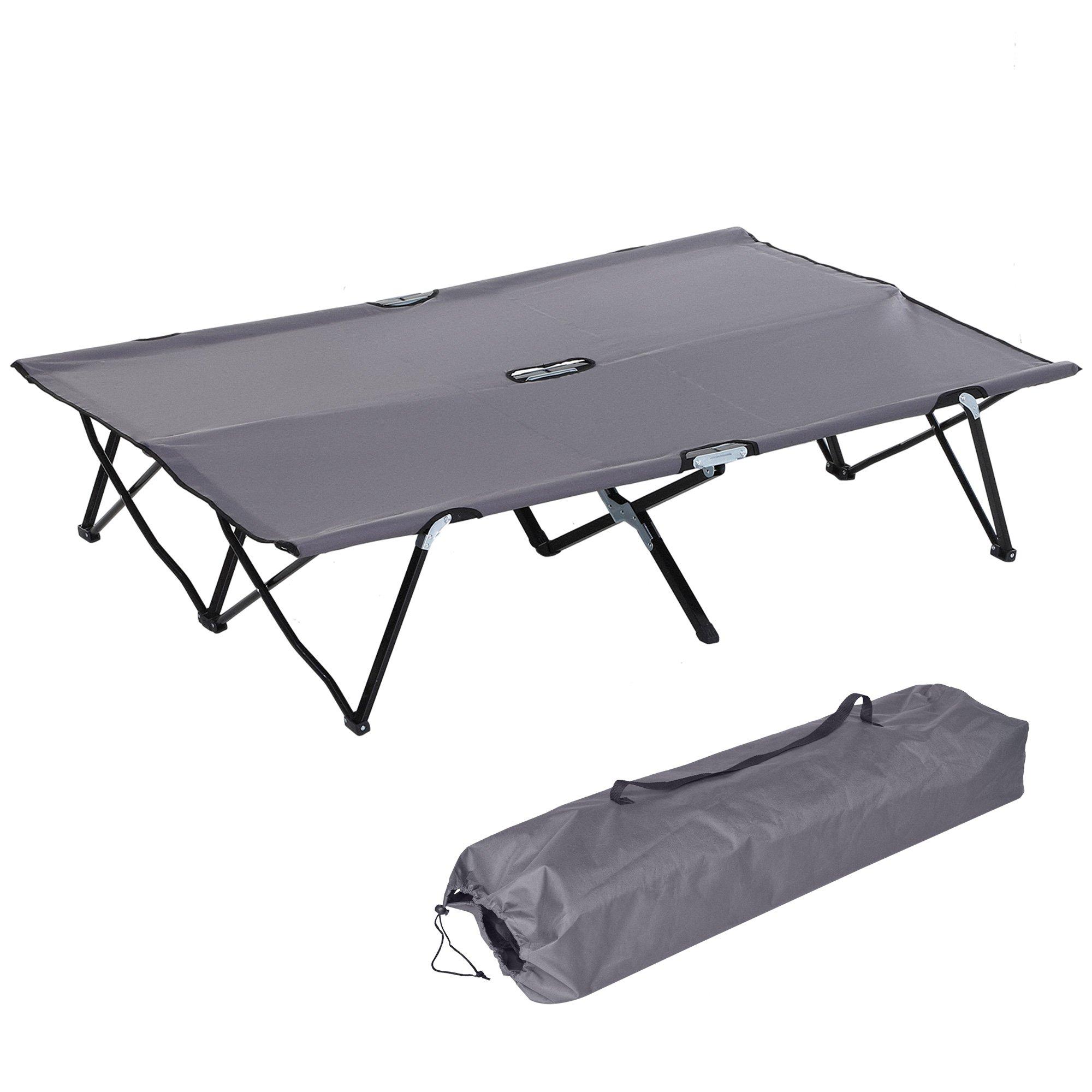 Double Camping Folding Cot Outdoor Portable Sunbed w/ Carry Bag