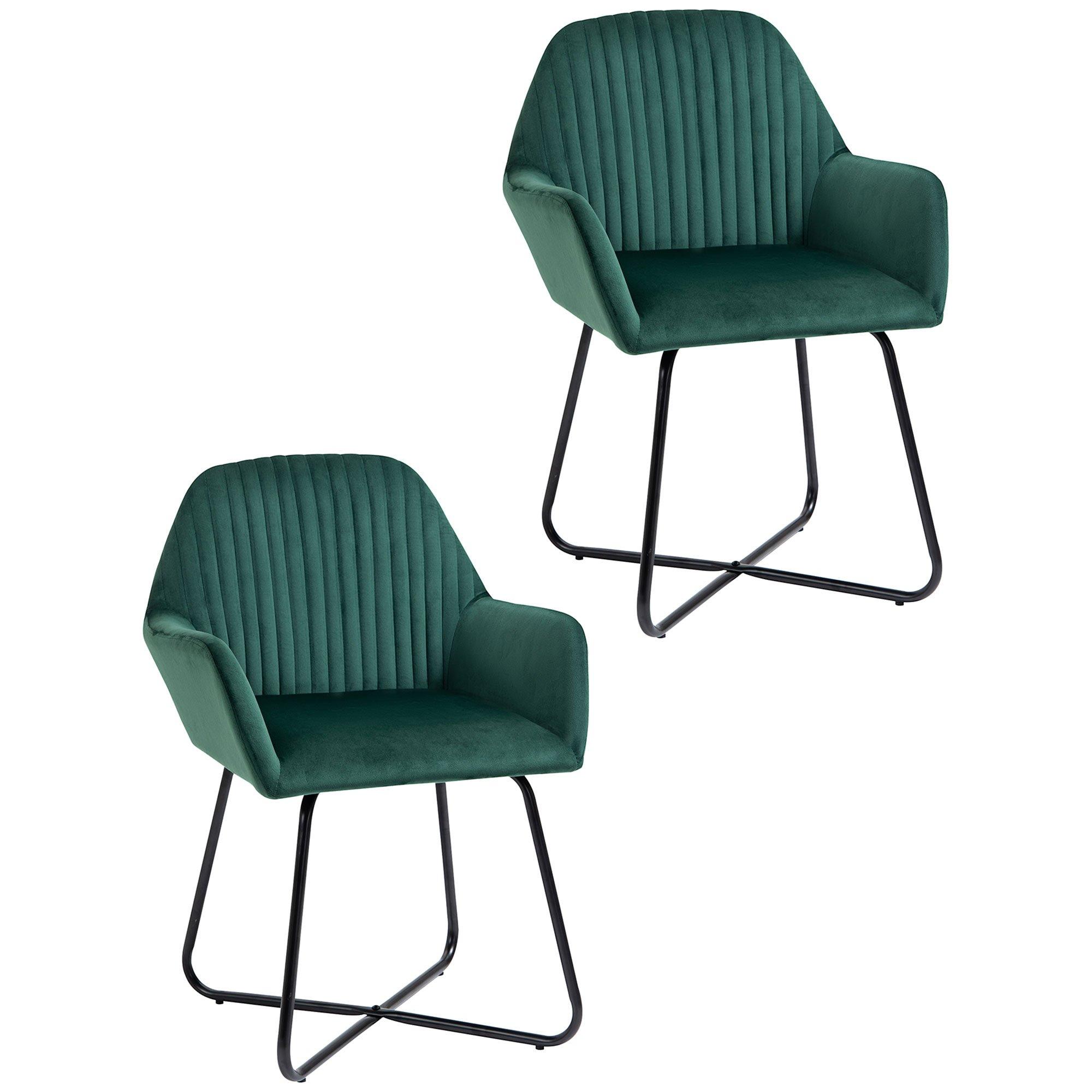 Modern Accent Chair Velvet Feel Upholstered Lounge Armchair Set of 2