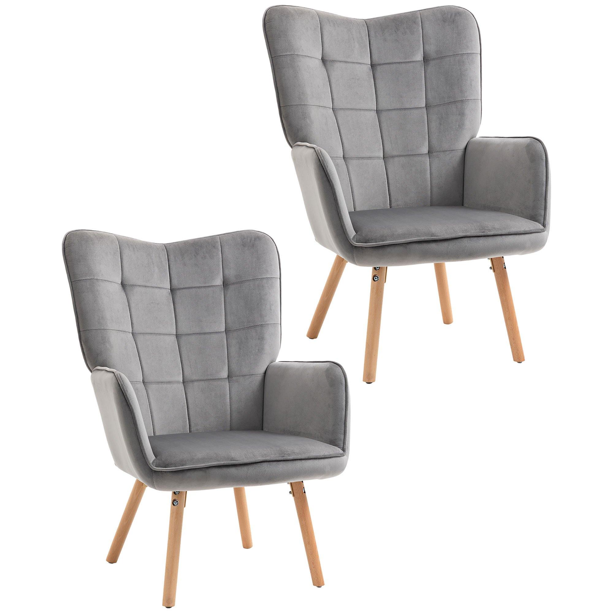 Accent Chair Tufted Wingback Armchair Club Chair with Wood Legs
