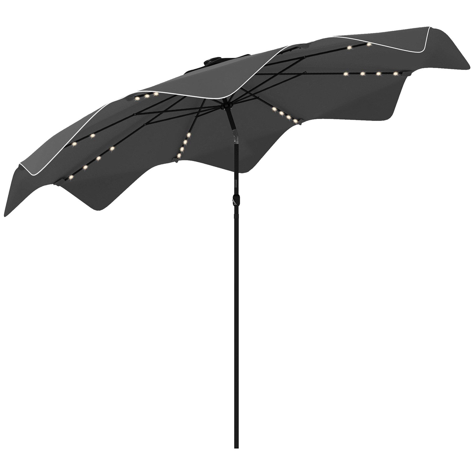 Garden Parasol Umbrella with LED Lights and Tilt, Table Umbrella