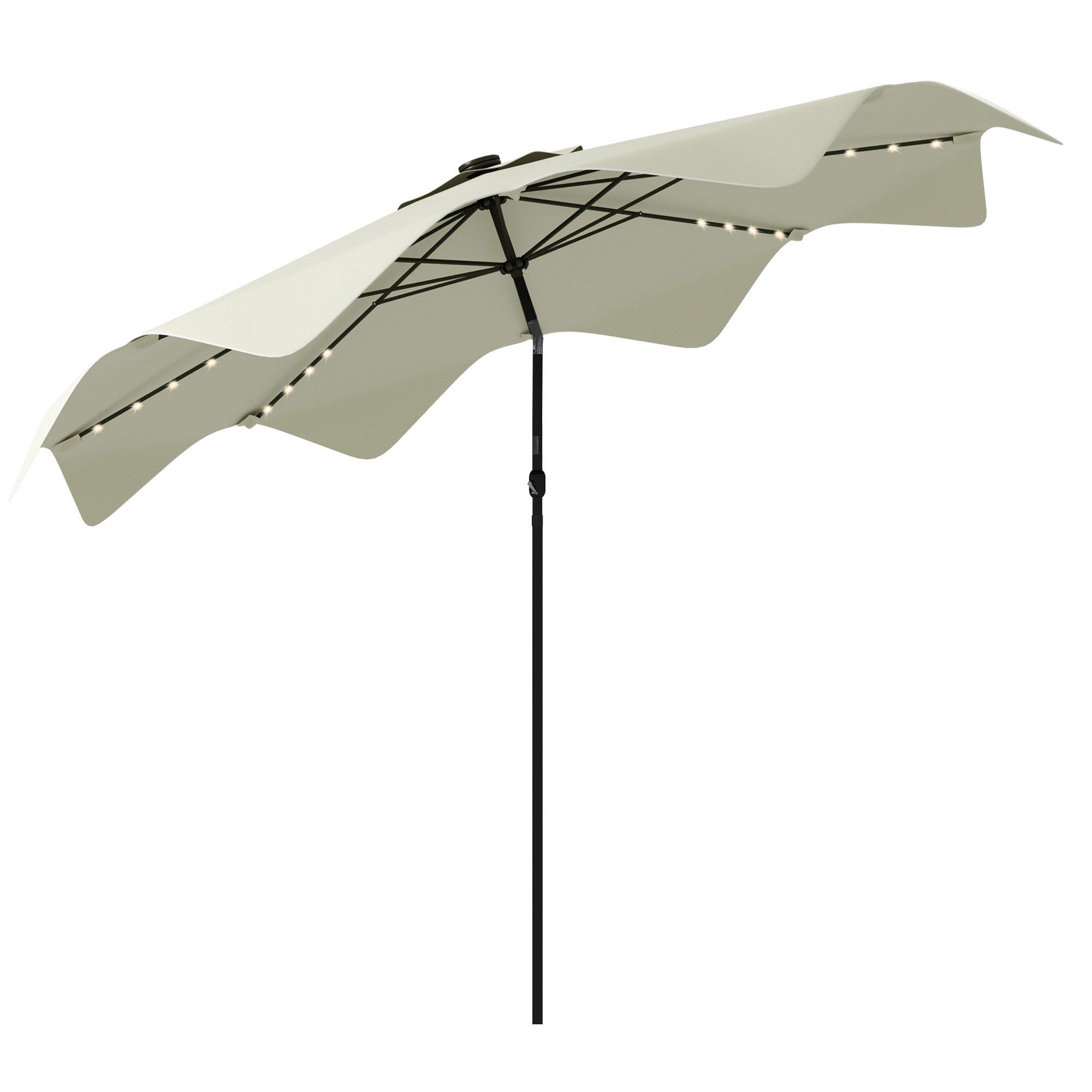 Garden Parasol Umbrella with LED Lights and Tilt, Table Umbrella