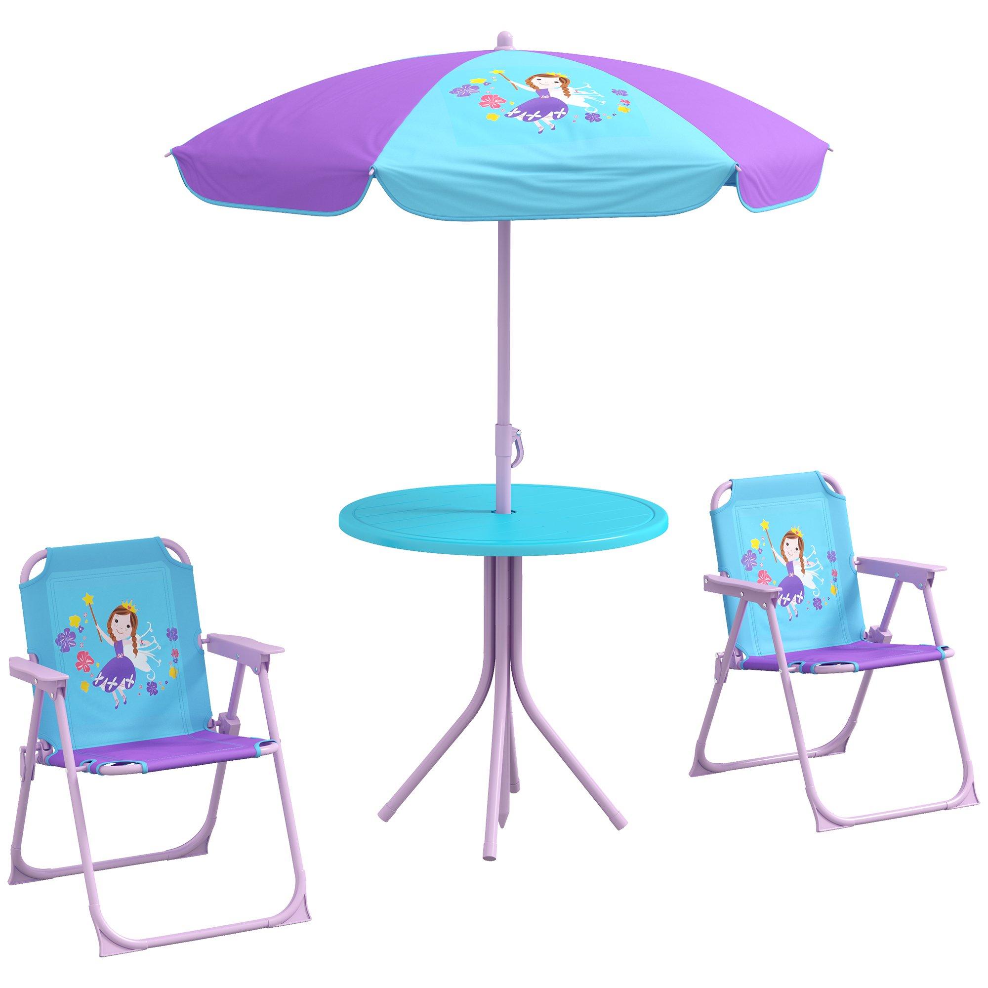 Children Table and Chair Set Outdoor Garden Furniture Set w/ Fairy Theme