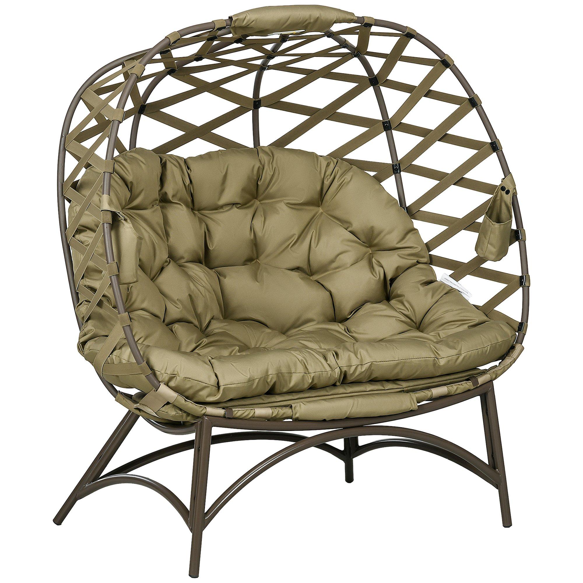 2 Seater Egg Chair Outdoor Garden Furniture Chair w/ Cushion