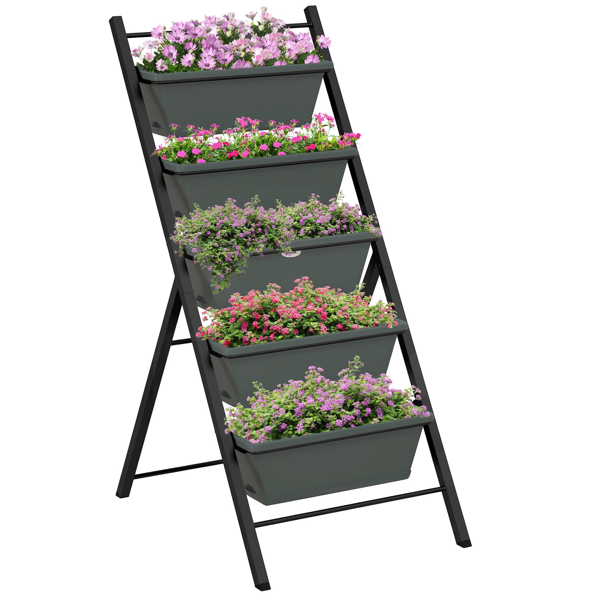 Elevated Plant Stand with 5 Removable Tray Bed for Vegetable Flowers Herbs