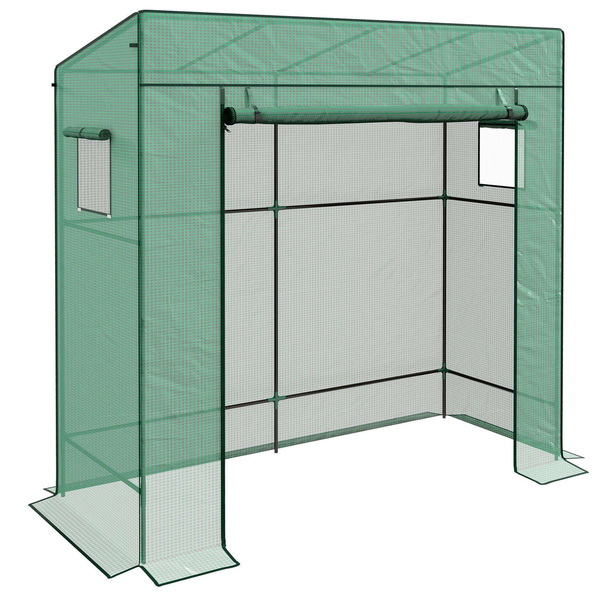 Lean-to Greenhouse Portable Walk-in Tomato Growhouse with Roll-up Door