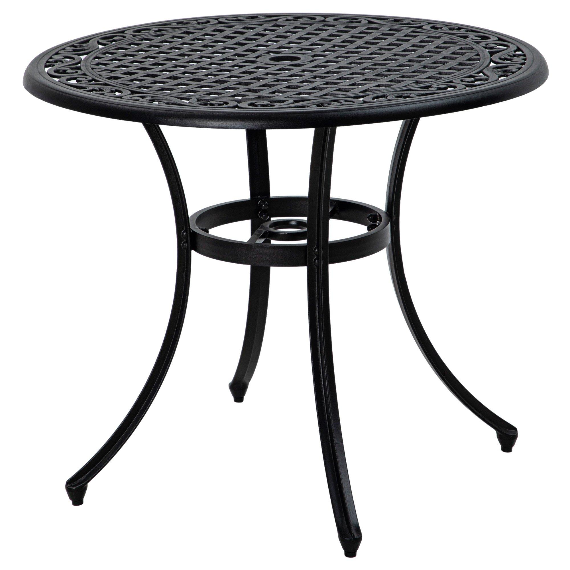 Garden Table with Parasol Hole for 2-4, Cast Aluminium Frame
