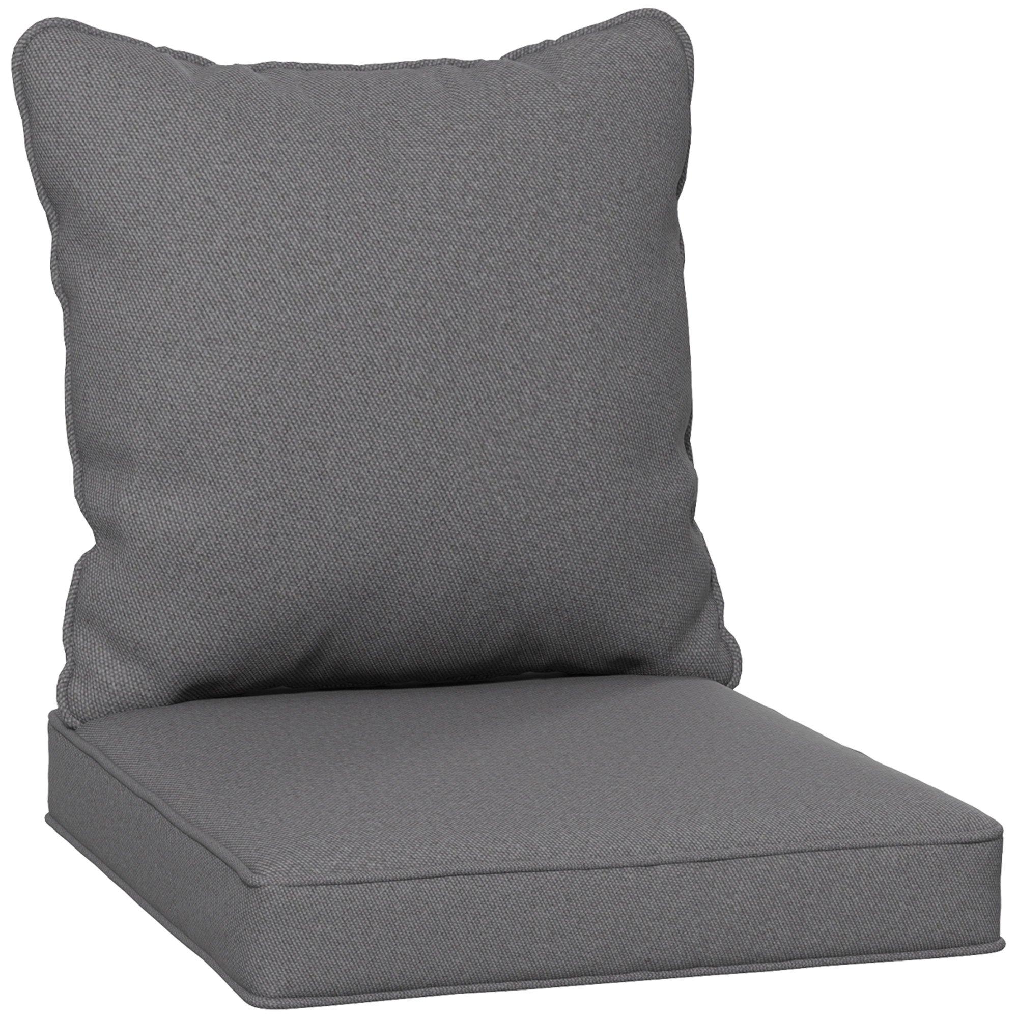 One-piece Seat Cushion for Outdoor Garden with Backrest, Charcoal Grey