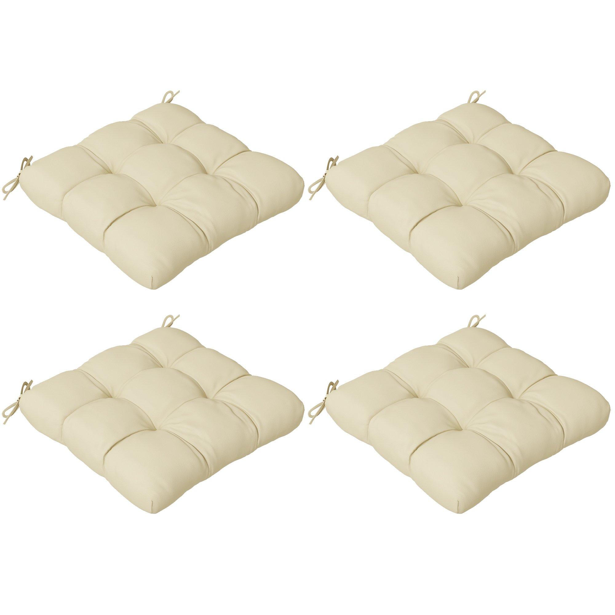 Set of 4 Outdoor Seat Cushion with Ties, for Garden Furniture