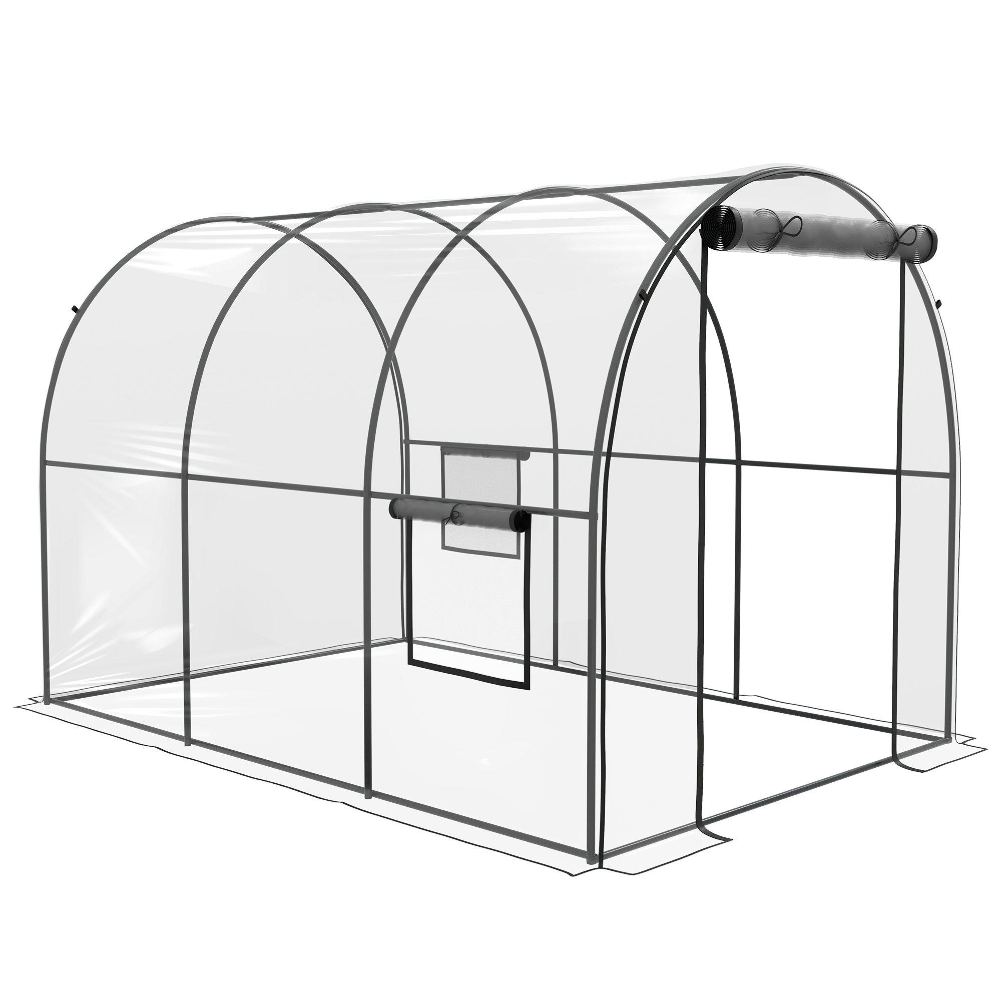 Polytunnel Greenhouse with Clear Cover, Walk-in Grow House, 3 x 2 x 2m