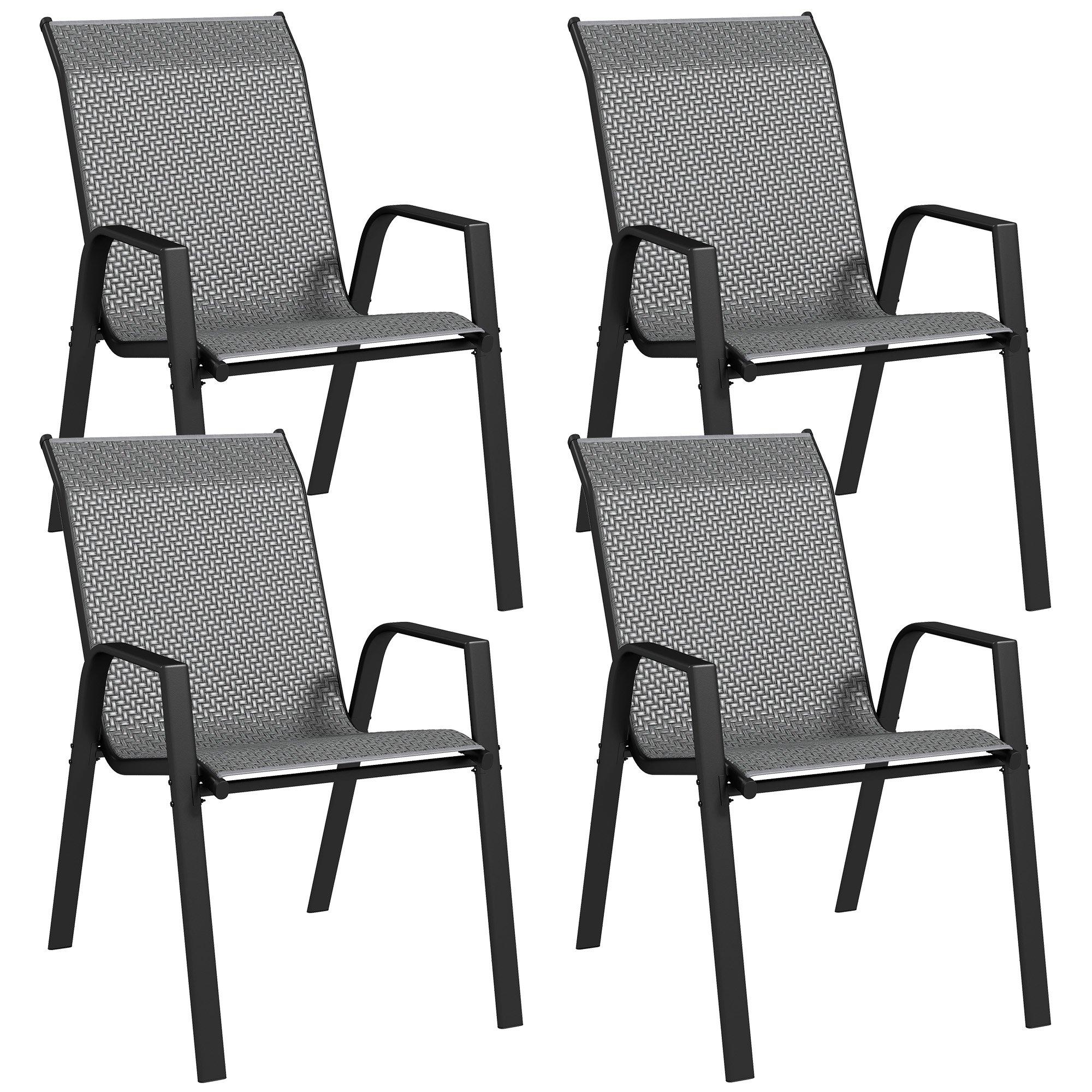 Wicker Dining Chairs Set of 4, Stackable Outdoor Chairs