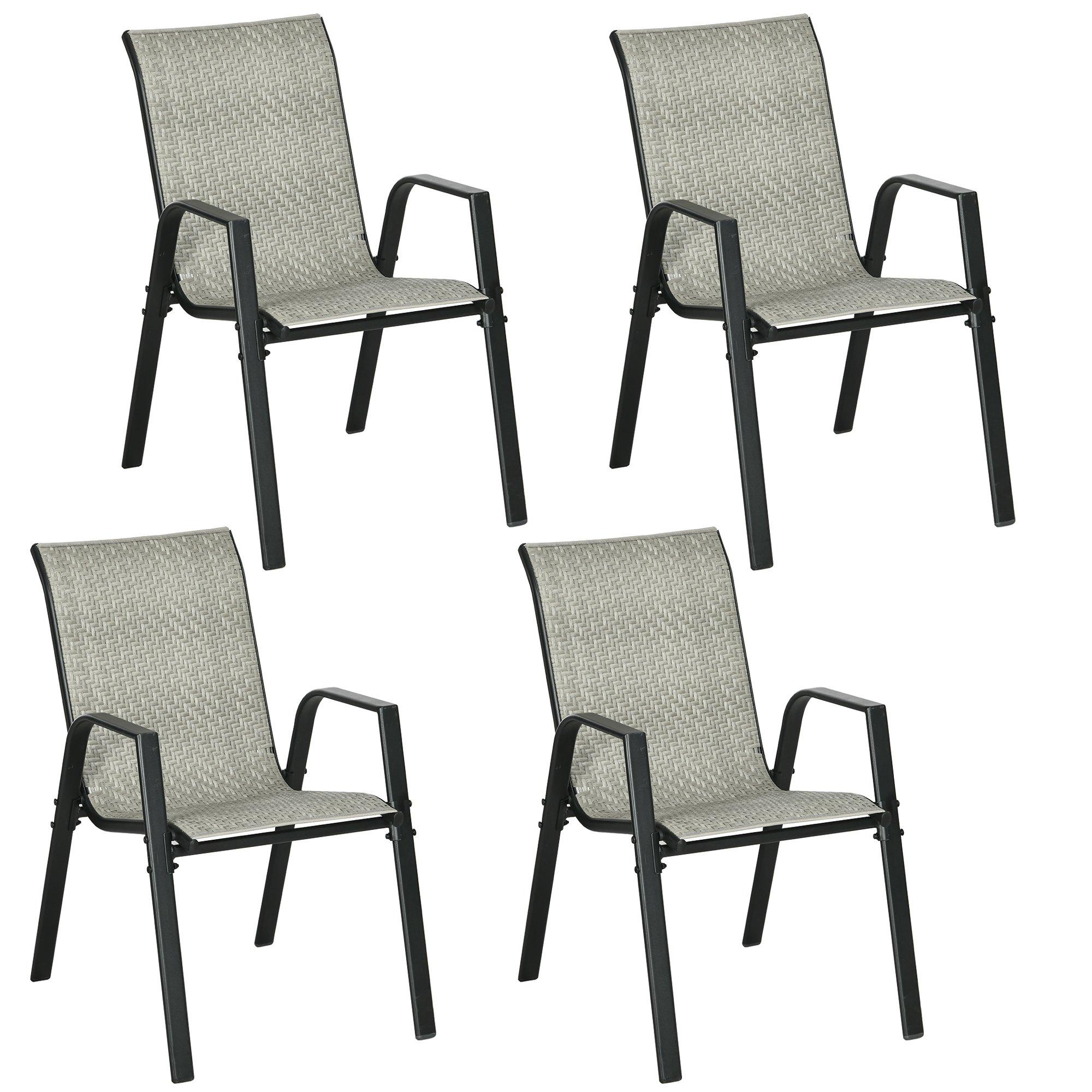Wicker Dining Chairs Set of 4, Stackable Outdoor Chairs