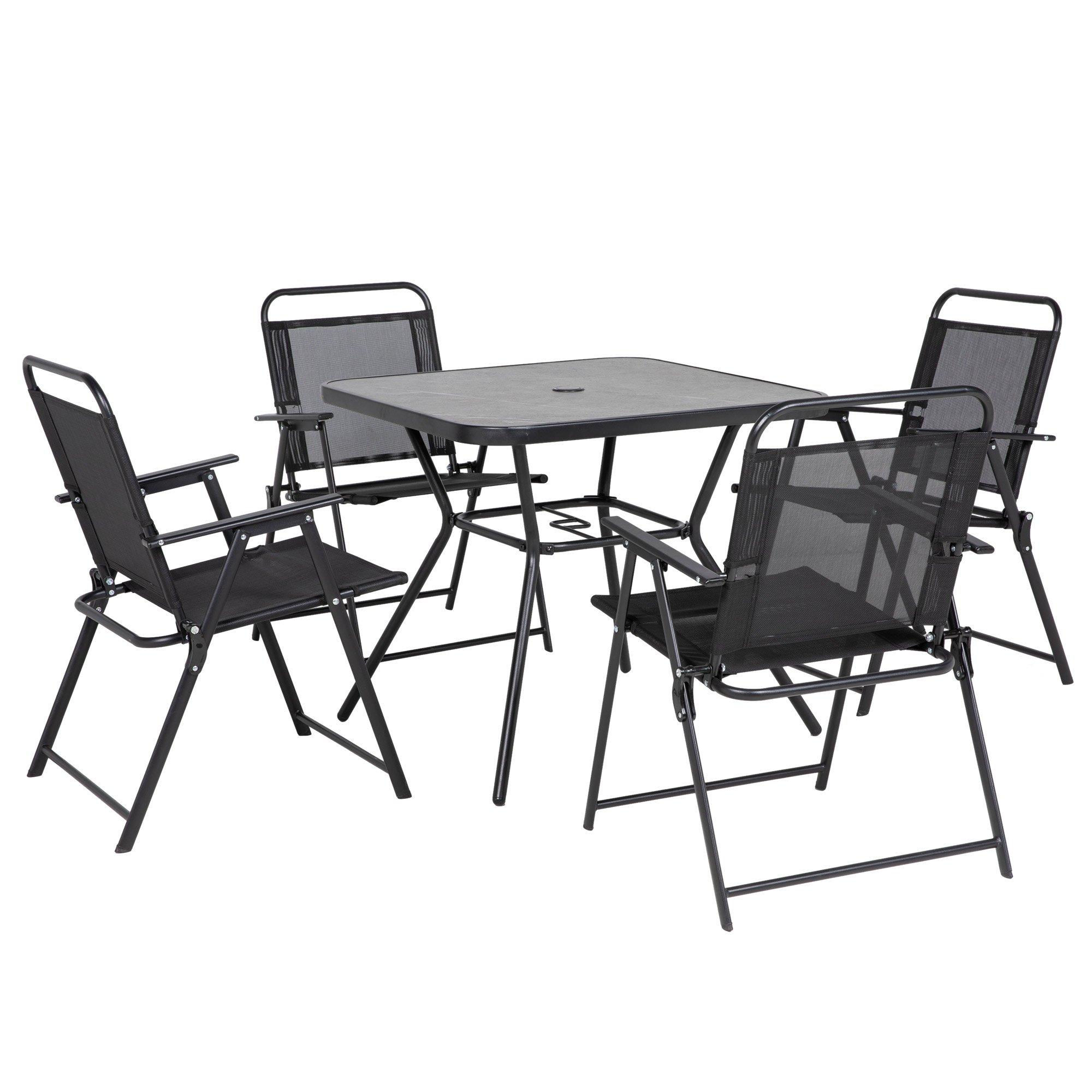 Outdoor Dining Set with Foldable Armchairs, Patio Furniture Sets with Dining Table