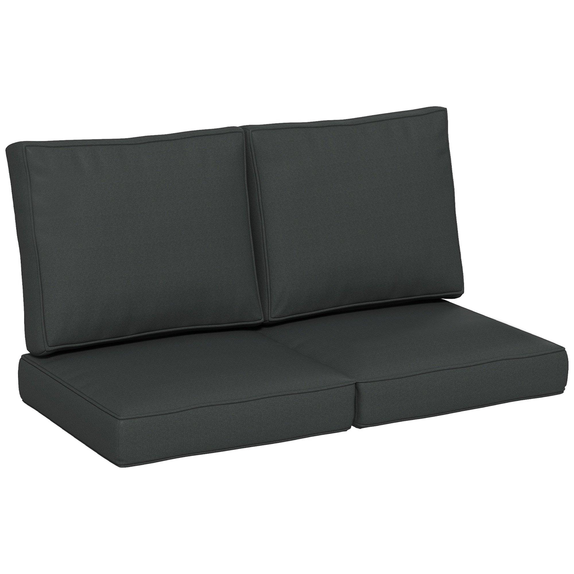 Set of 3 Replacement Back and Seat Cushions for Outdoor, Charcoal Grey