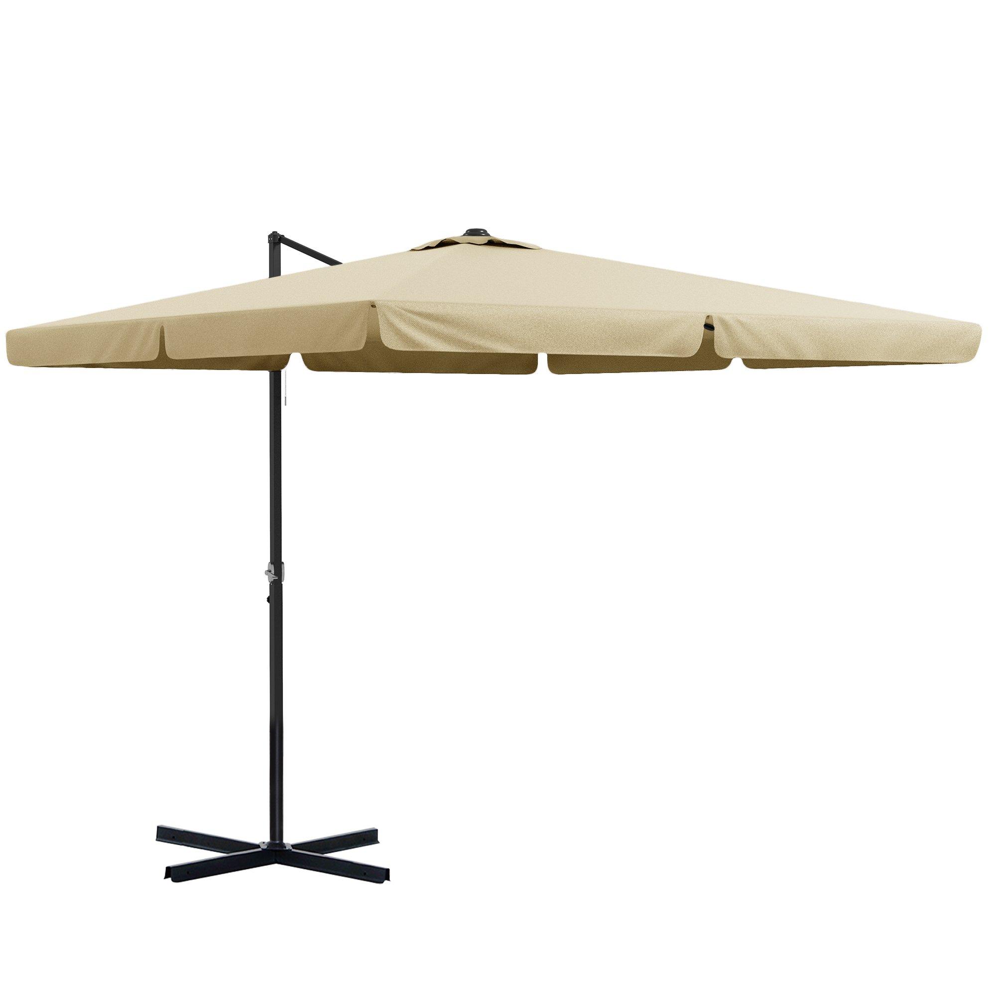 3(m)Cantilever Parasol with Crank Handle and Tilt, Vented Top, Cross Base