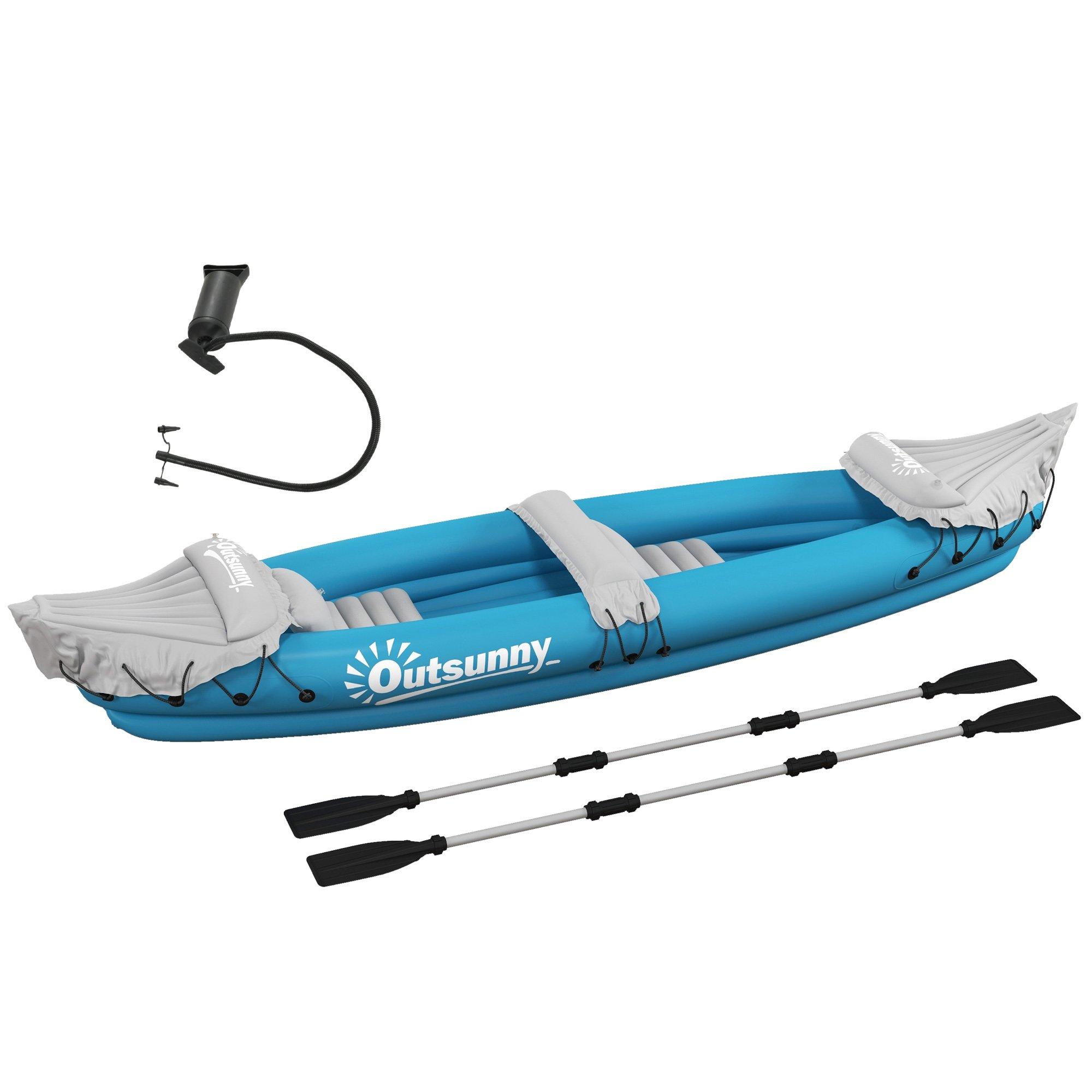 Inflatable Kayak Two-Person Inflatable Boat w/ Air Pump, Aluminium Oars, Blue