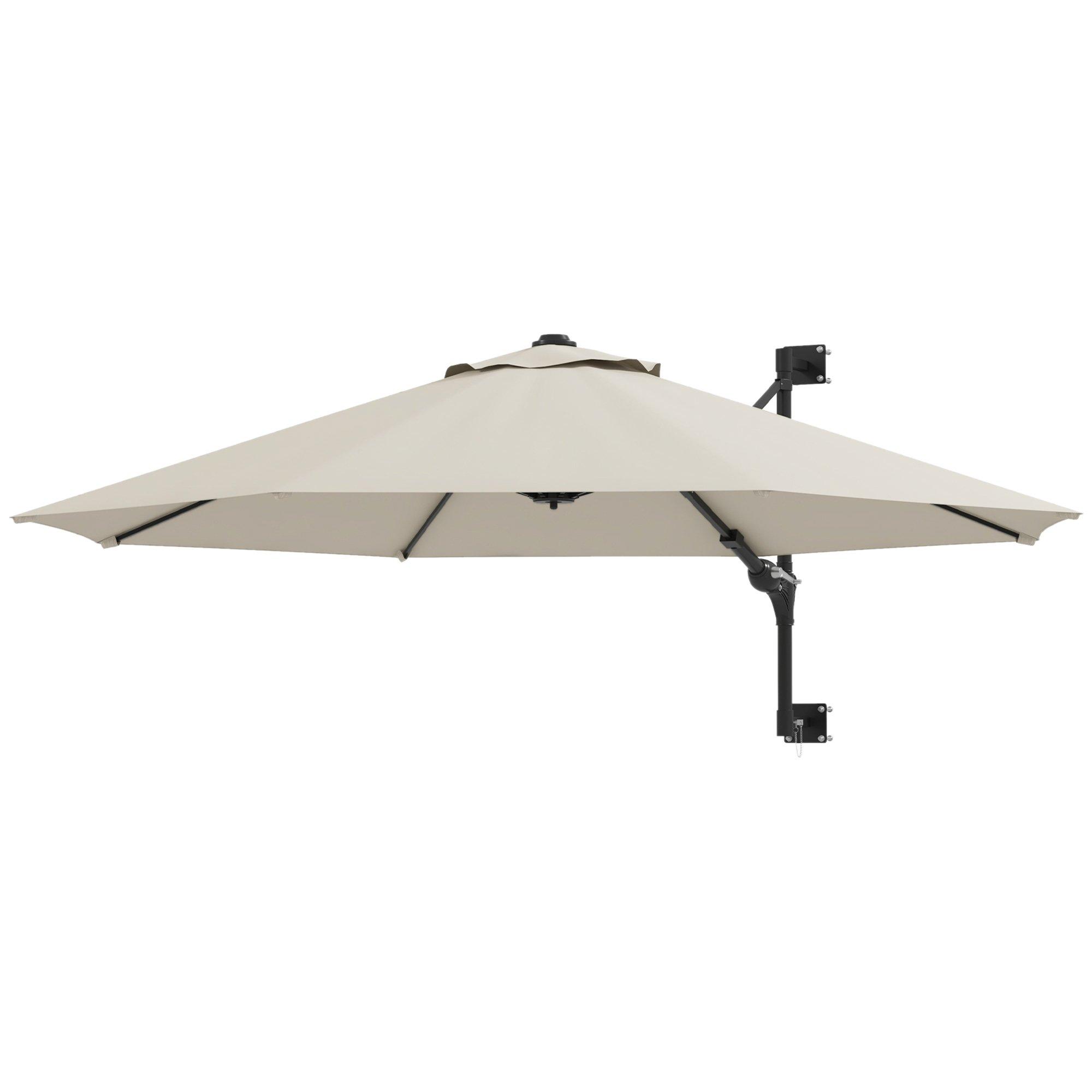 Outdoor Parasol Umbrella with Vent, Rotate, Wall Mounted, 8 Ribs