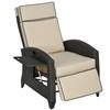 OUTSUNNY Outdoor Recliner Chair w/ Cushion, PE Rattan Reclining Lounge Chair thumbnail 1
