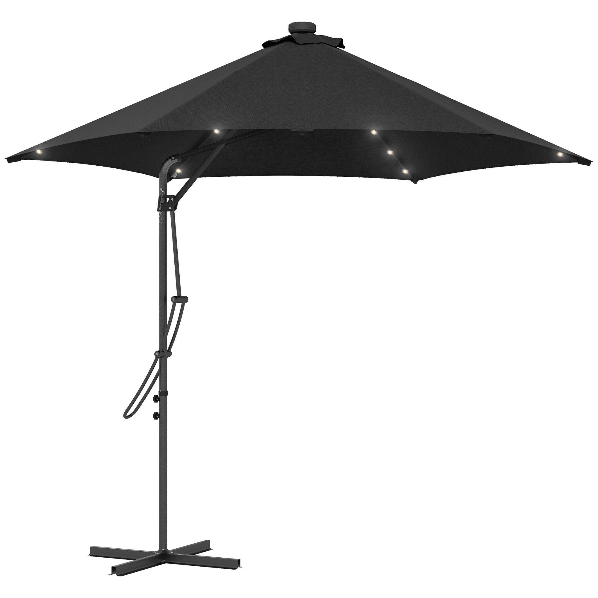 3(m) Cantilever Garden Parasol Umbrella W/ Solar LED and Cover