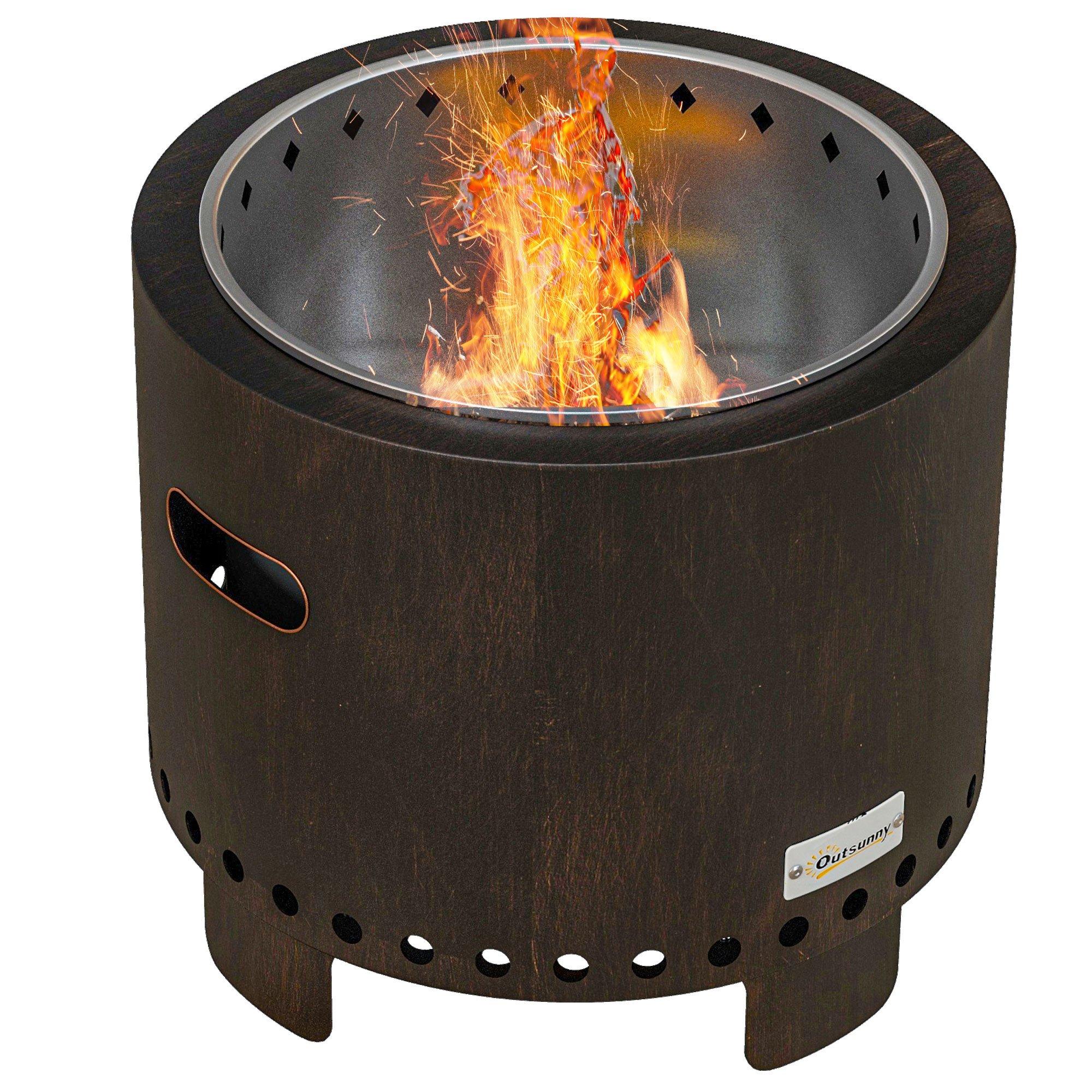 Smokeless Fire Pit with Poker Portable Wood Burning Firepit, Metal