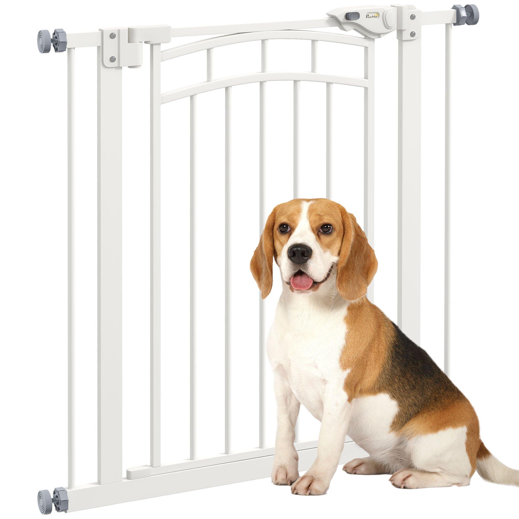 Pressure Fit Safety Gate for Small, Medium Dogs, 74-80cm Openings - White