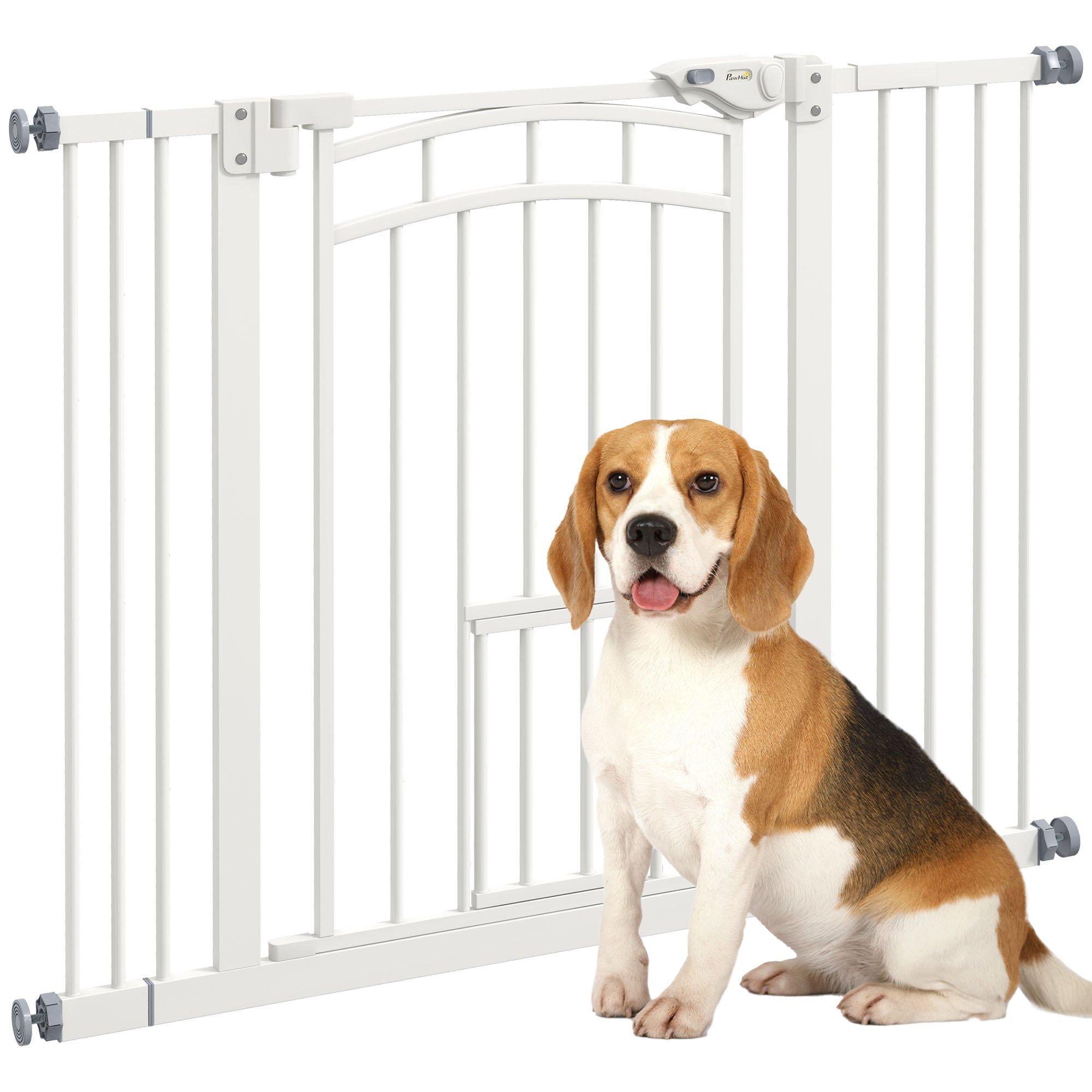 Pressure Fit Safety Gate w/ Small Cat Door, Double Locking, for 74-100cm Opening