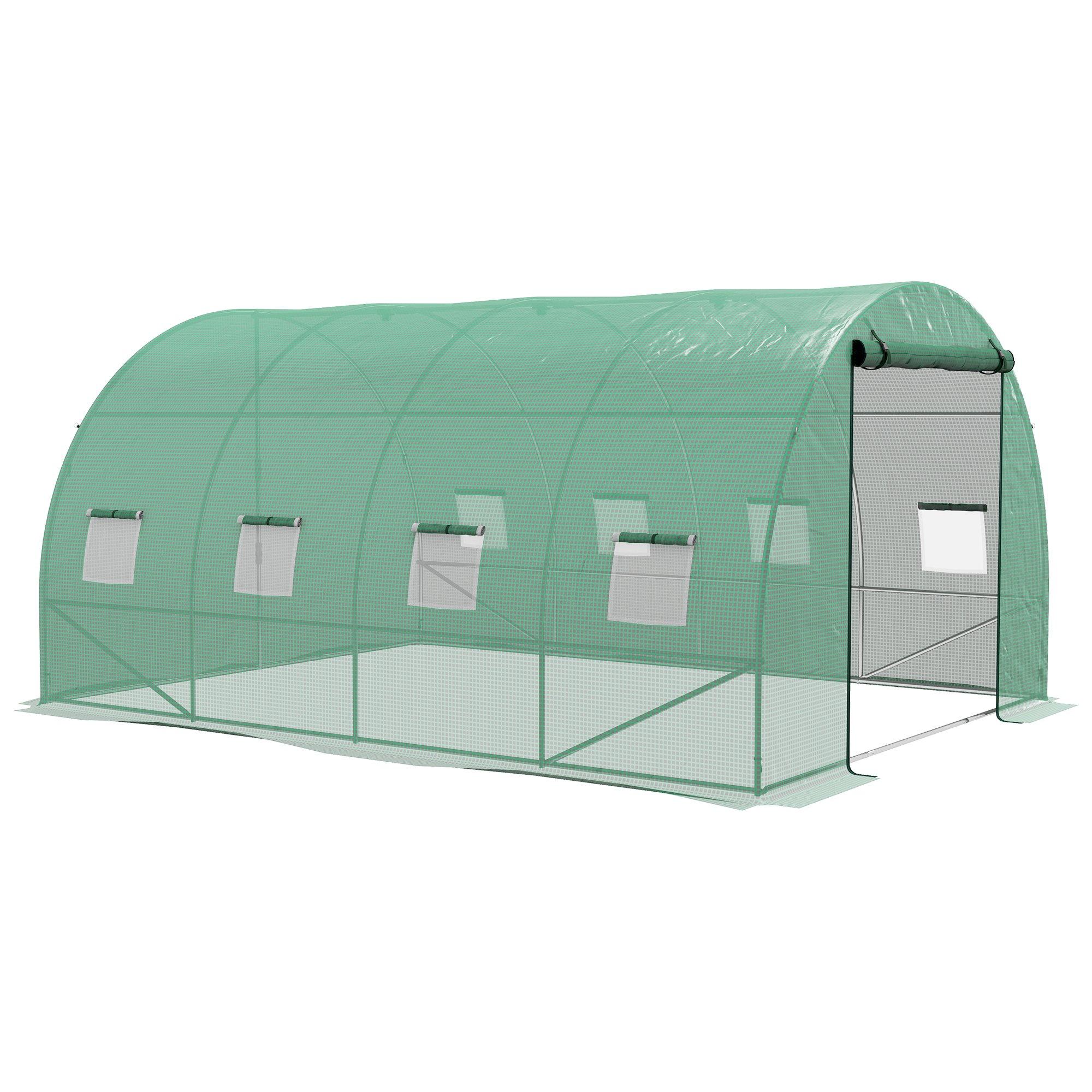 4 x 3(m) Polytunnel Greenhouse with Sprinkler System, Green House for Garden