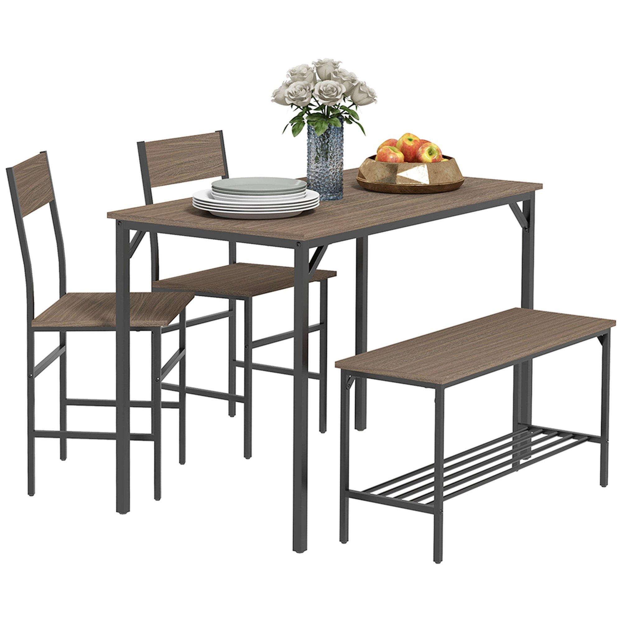 Industrial 4 Piece Dining Table and Chairs Set Kitchen Table Set of 4