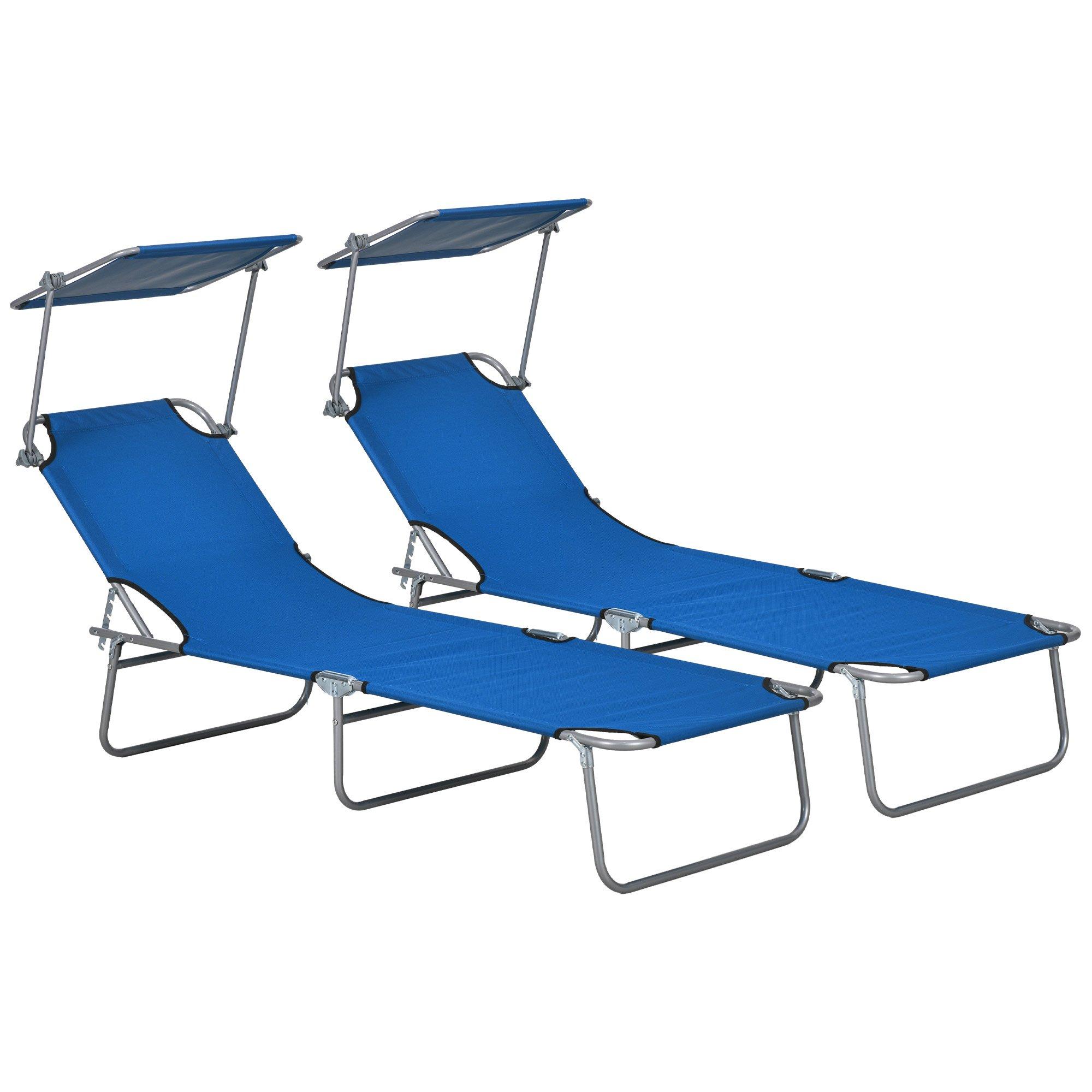 Photos - Garden Furniture Outsunny Reclining Sun Loungers Set of 2 Folding Recliners for Garden Patio 