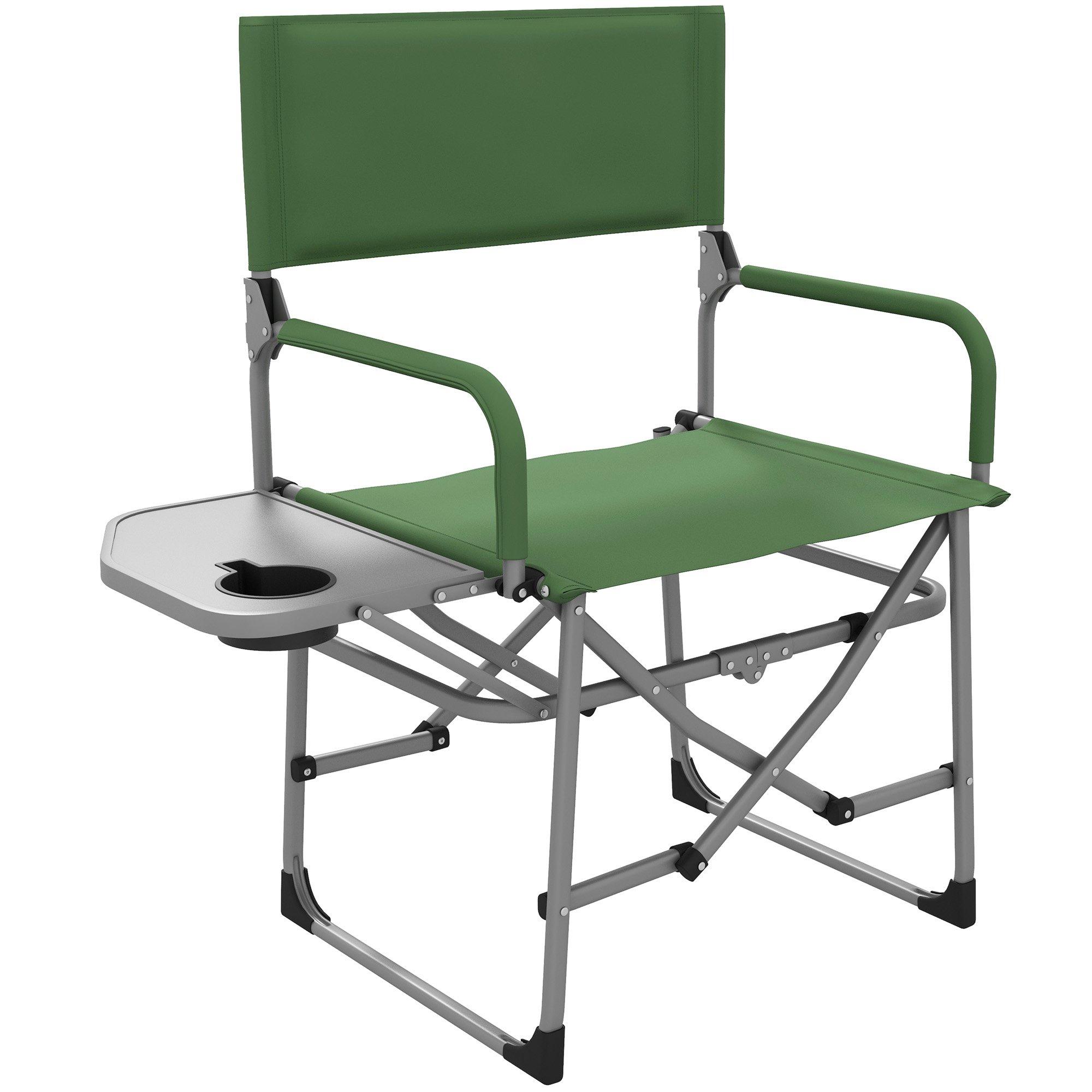 Folding Camping Chair Directors Chair with Side Table and Cup Holder